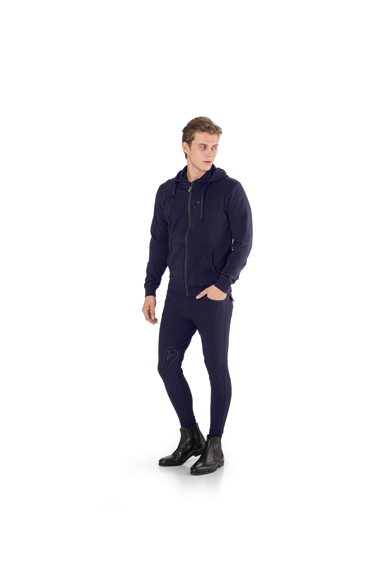 After-Riding Sweatshirt mit Reißverschluss Herren in navy/schwarz