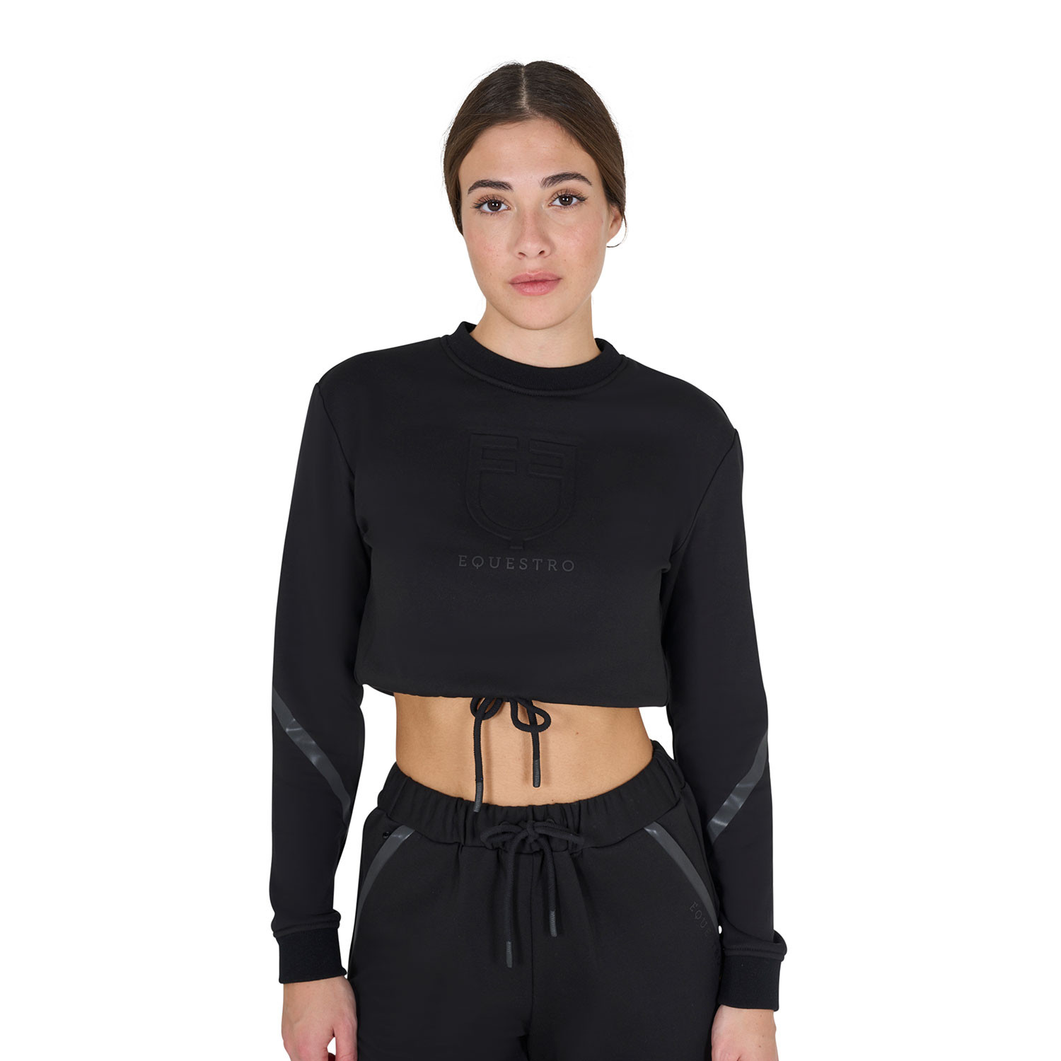 Kurzes Damen-Sweatshirt mit Rundhalsausschnitt