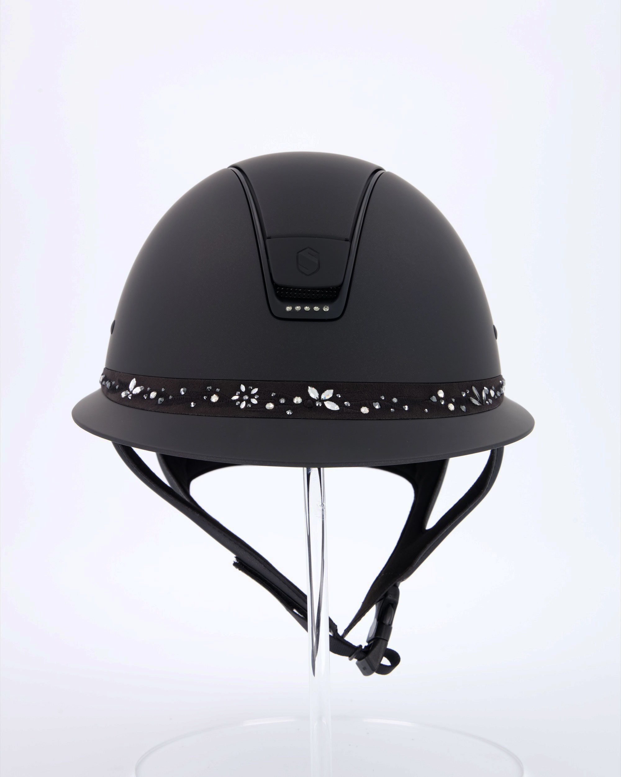 Reithelm Miss Shield Shadowmatt, Top Shadowmatt, Frontal Band Flower Majestic Jewerly Black, Blason u. Trim Matt Black, 5 Swarovski Black in schwarz
