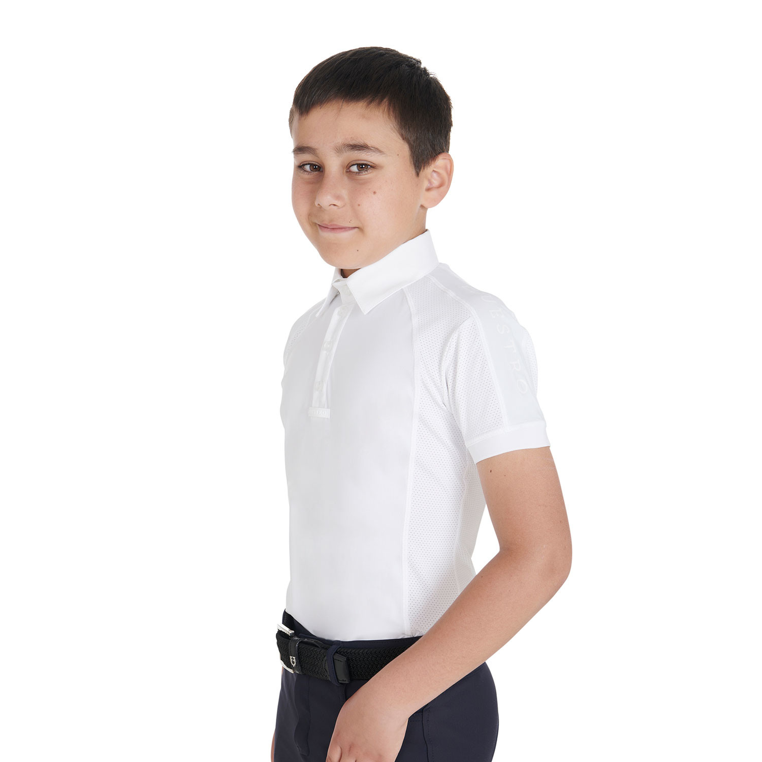 Slim-Fit-Turnierpoloshirt für Jungen mit vier Knöpfen