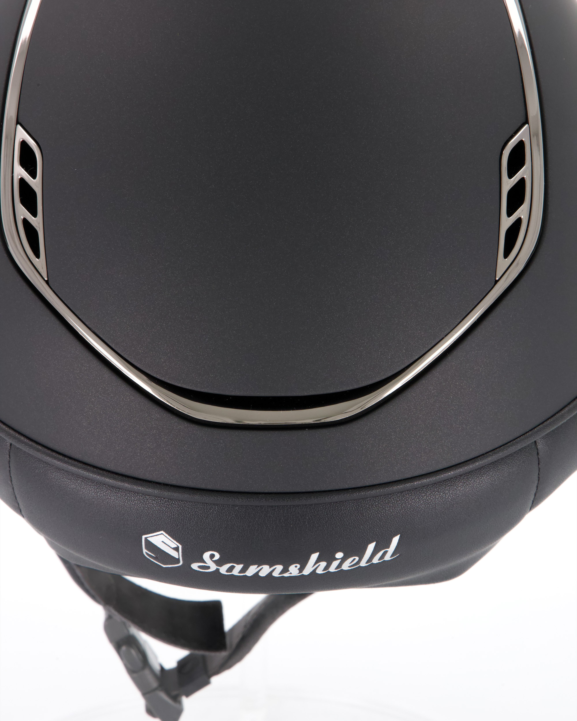 Reithelm 2.0 Miss Shield Shadowmatt Black, Frontal Band Crystal Leaf, Trim Chrome Black, Blason Crystal Fabric Black