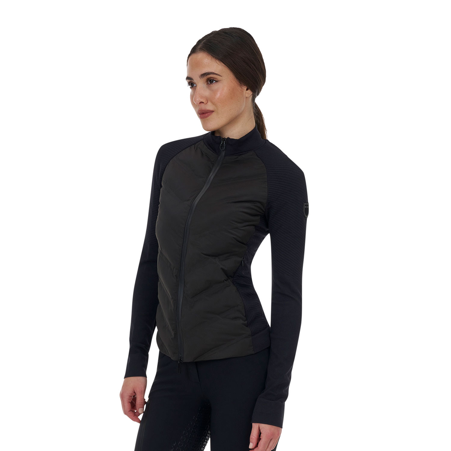 Damen RIDERTECHNOLOGY Hybrid-Steppjacke Nylon+Strick mit durchgehendem Reißverschluss