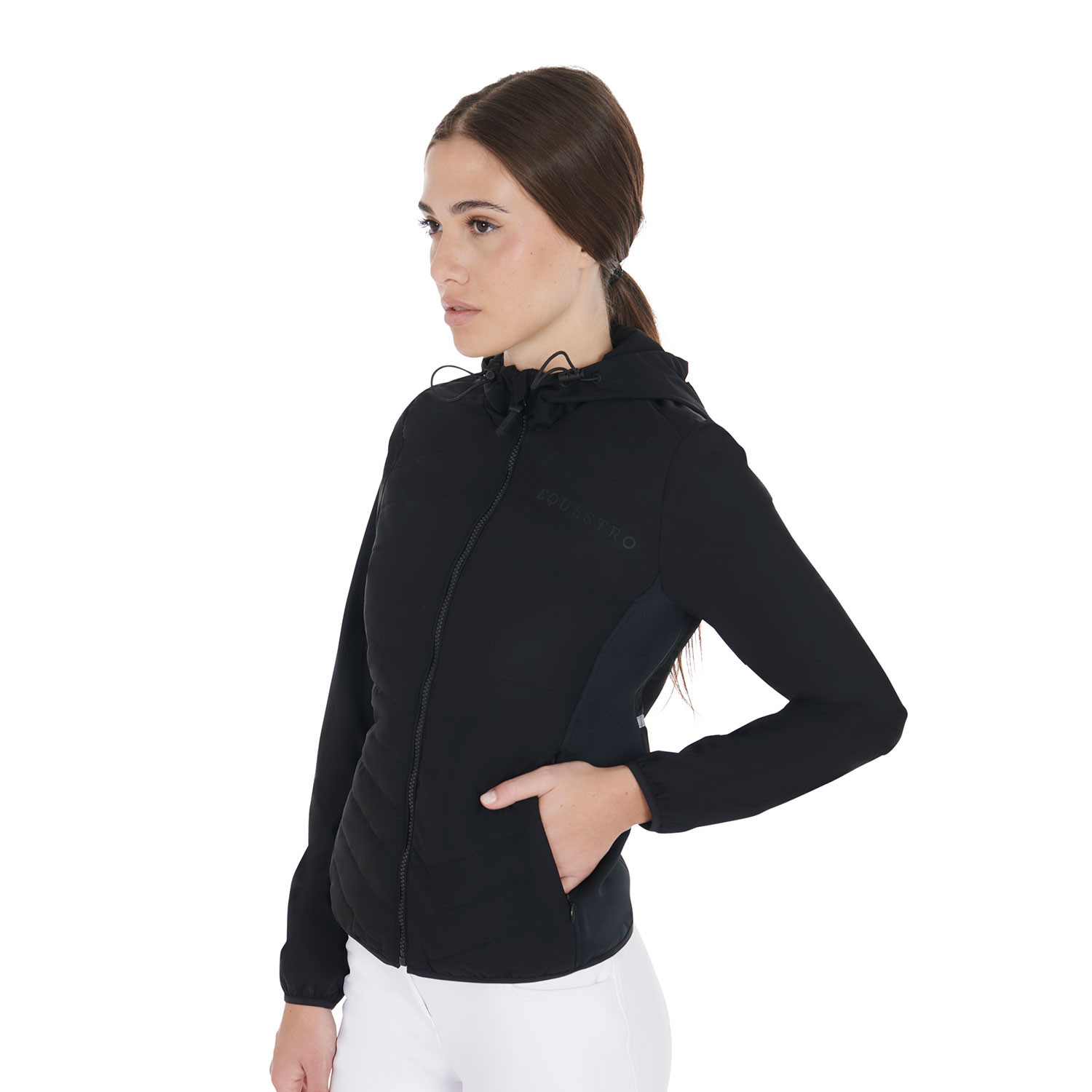 Damen-Daunenjacke aus technischem Materialmix