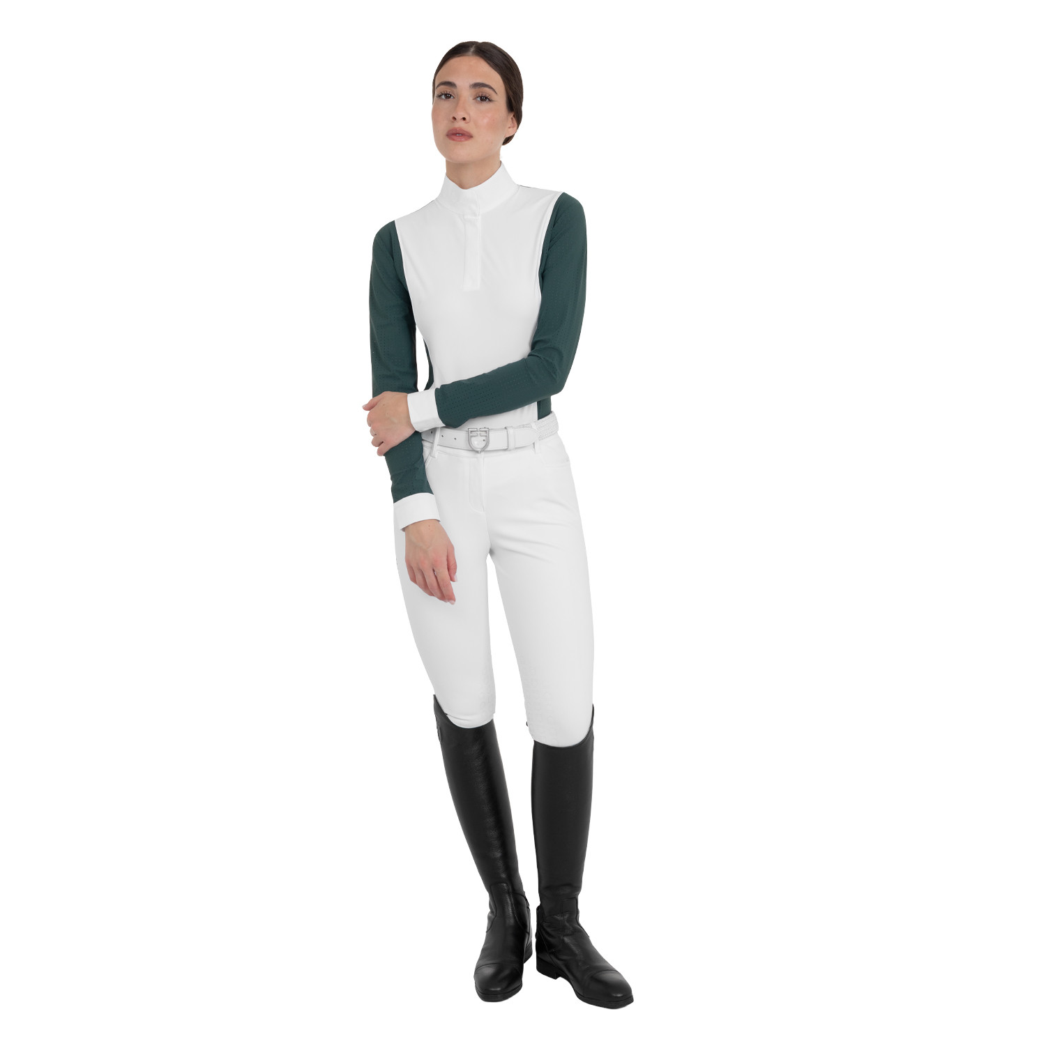 Perforiertes langärmliges Damen-Turnierpolo