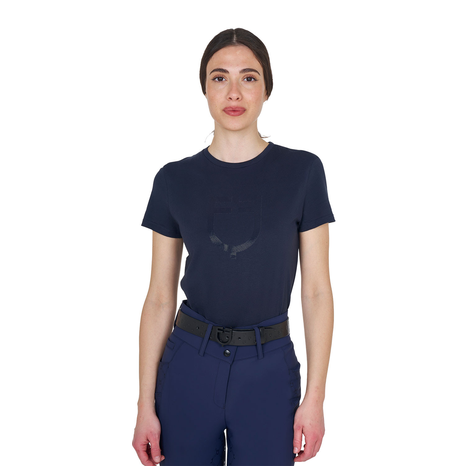Basic T-Shirt mit tonalem Glanzlogo