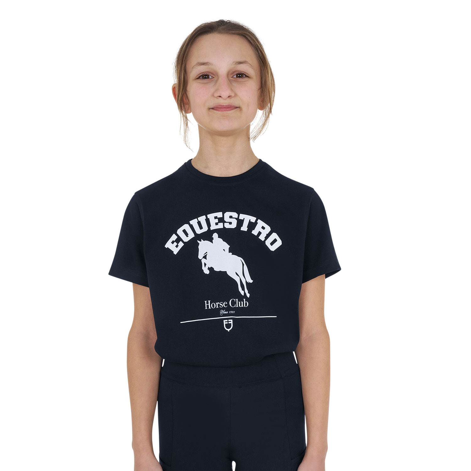 Baumwoll-T-Shirt Jumping Horse Club für Mädchen
