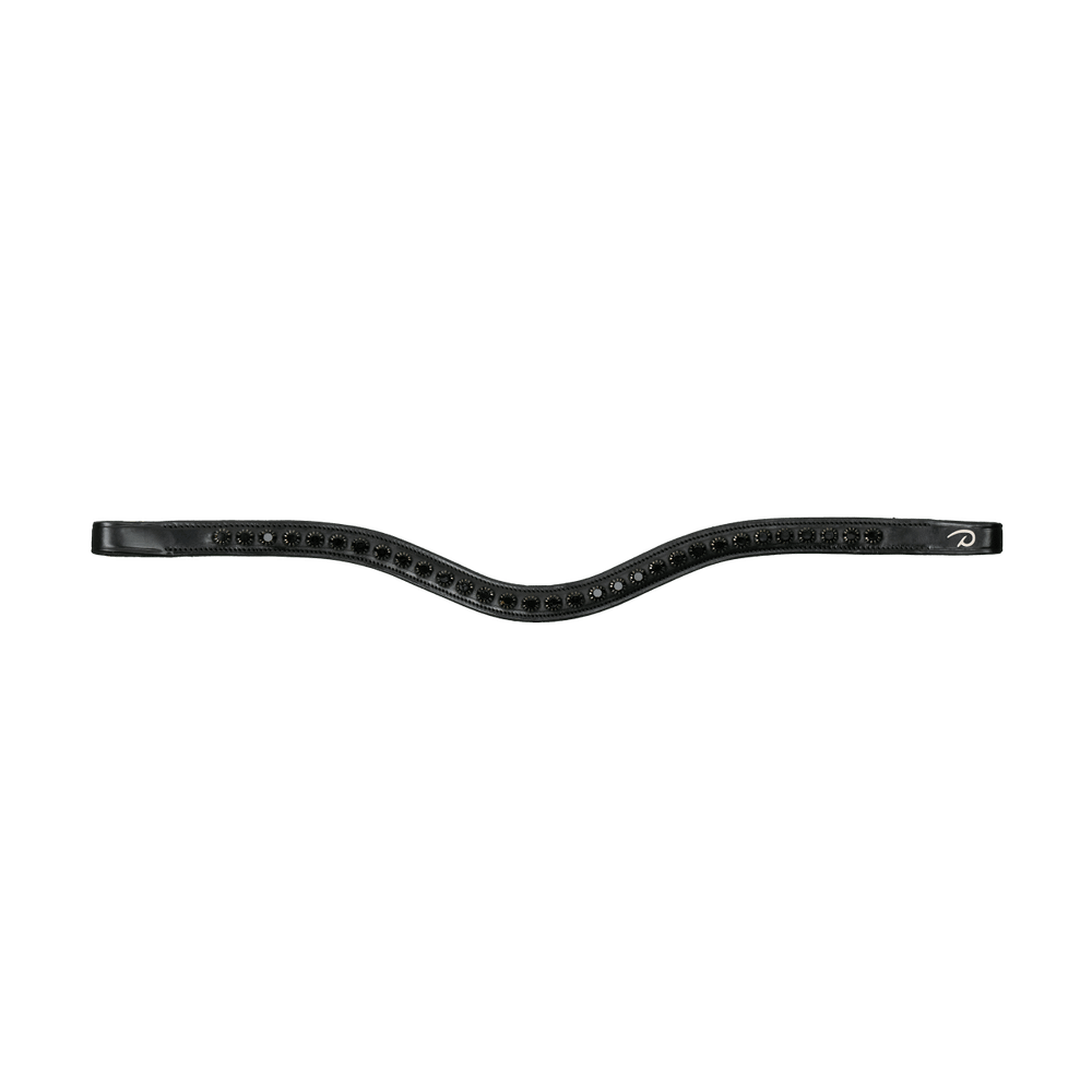 Browband in V-shape with black Swarovski crystals
