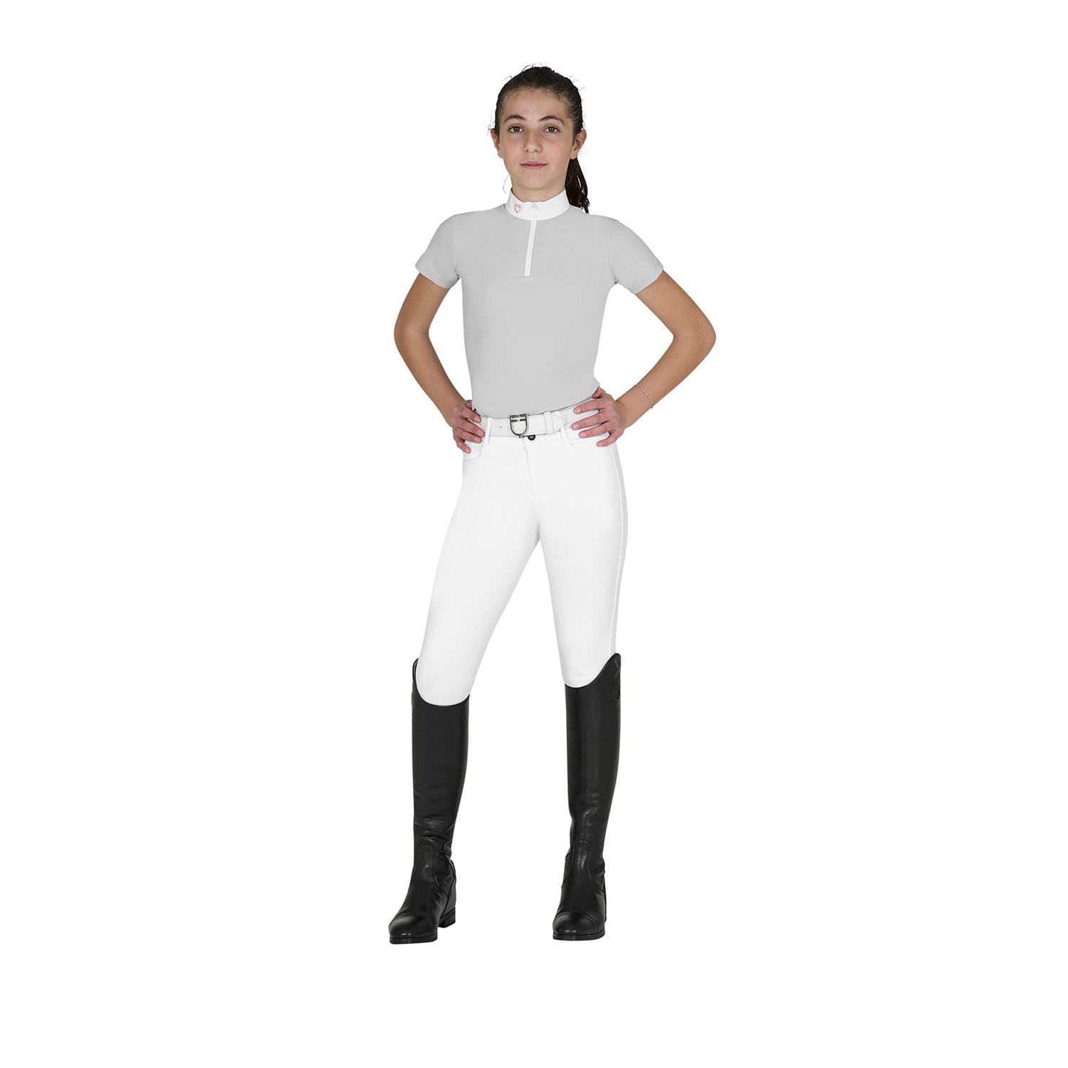 Mädchen-Turnierpolo Slim Fit mit Reißverschluss
