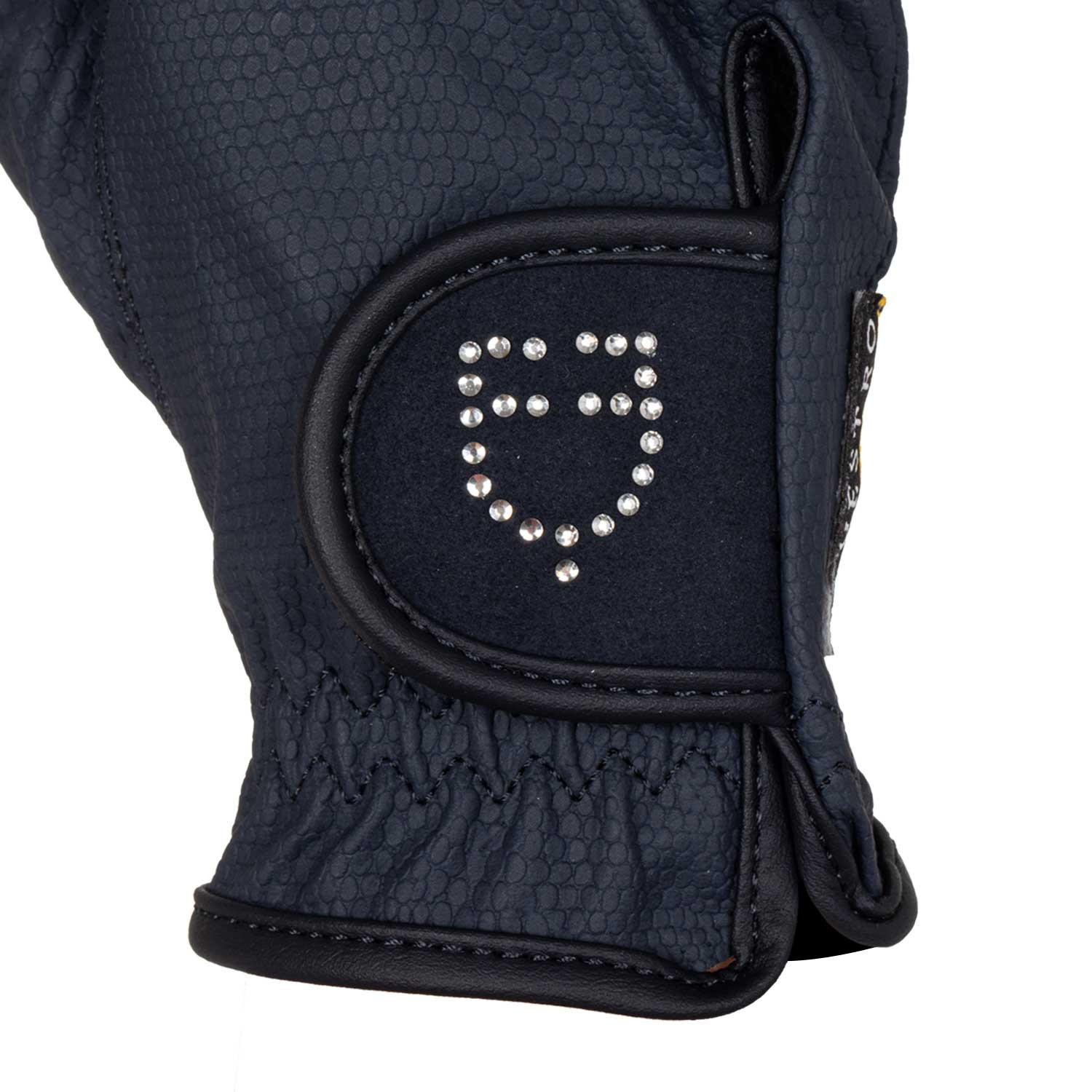 Handschuhe aus weichem technischem Material mit Glitzer-Logo