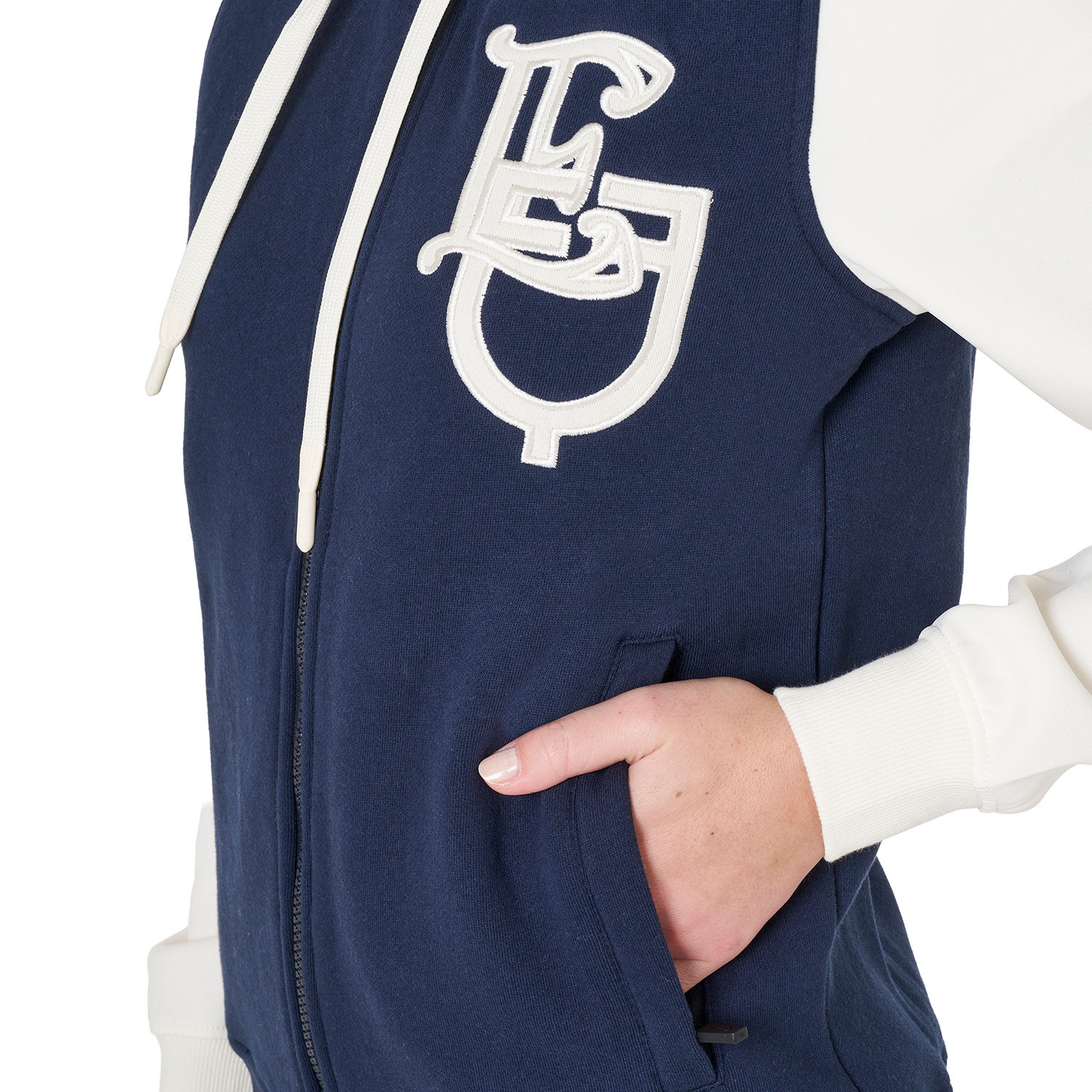 Damen-EQ-Hoodie zweifarbig mit Frontreißverschluss