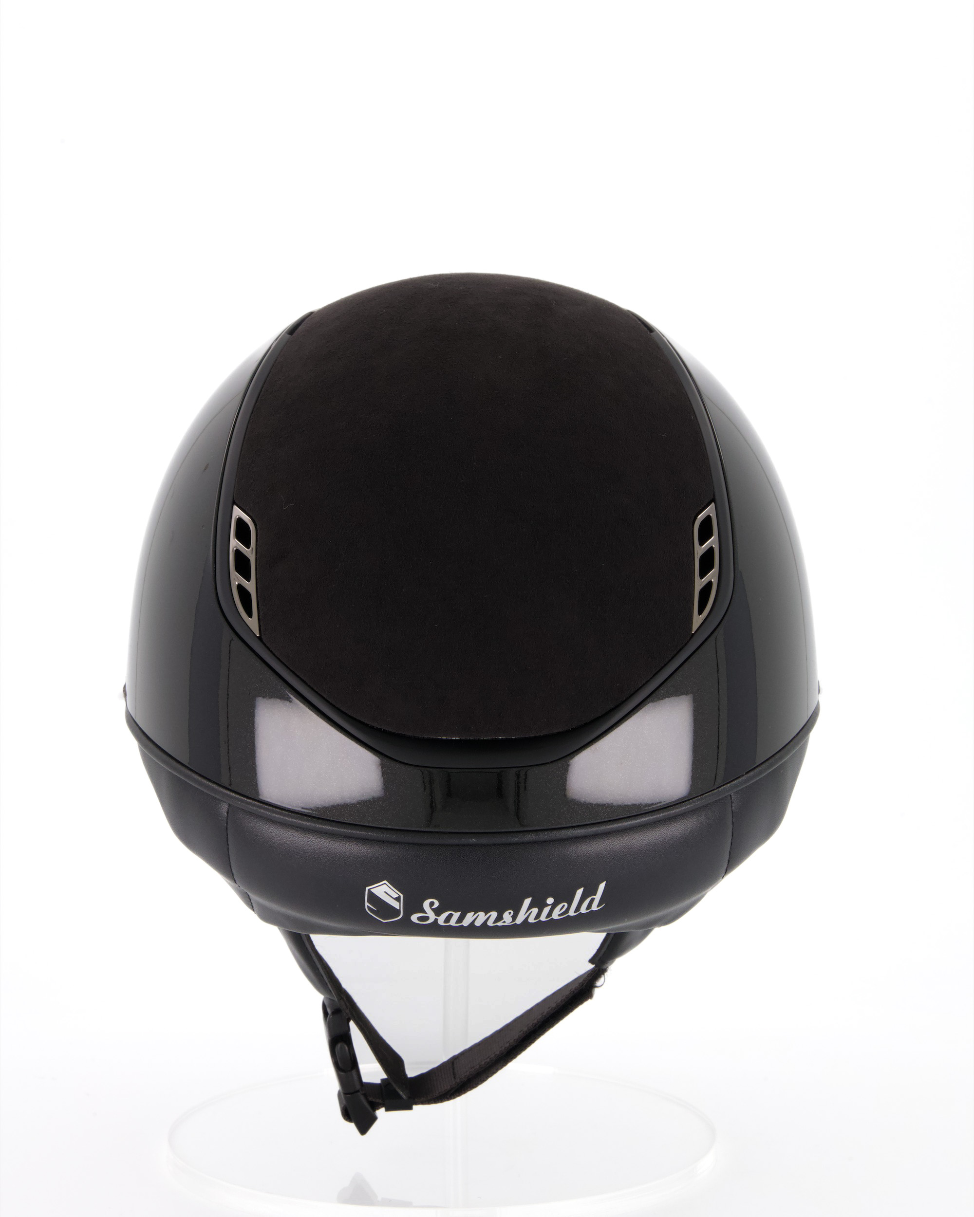 Reithelm 2.0 Miss Shield Shadow Glossy, Top Alcantara black, Frontal Band Flower Swarovski Black, Trim Matt Black, Blason Crystal Fabric Black in schwarz