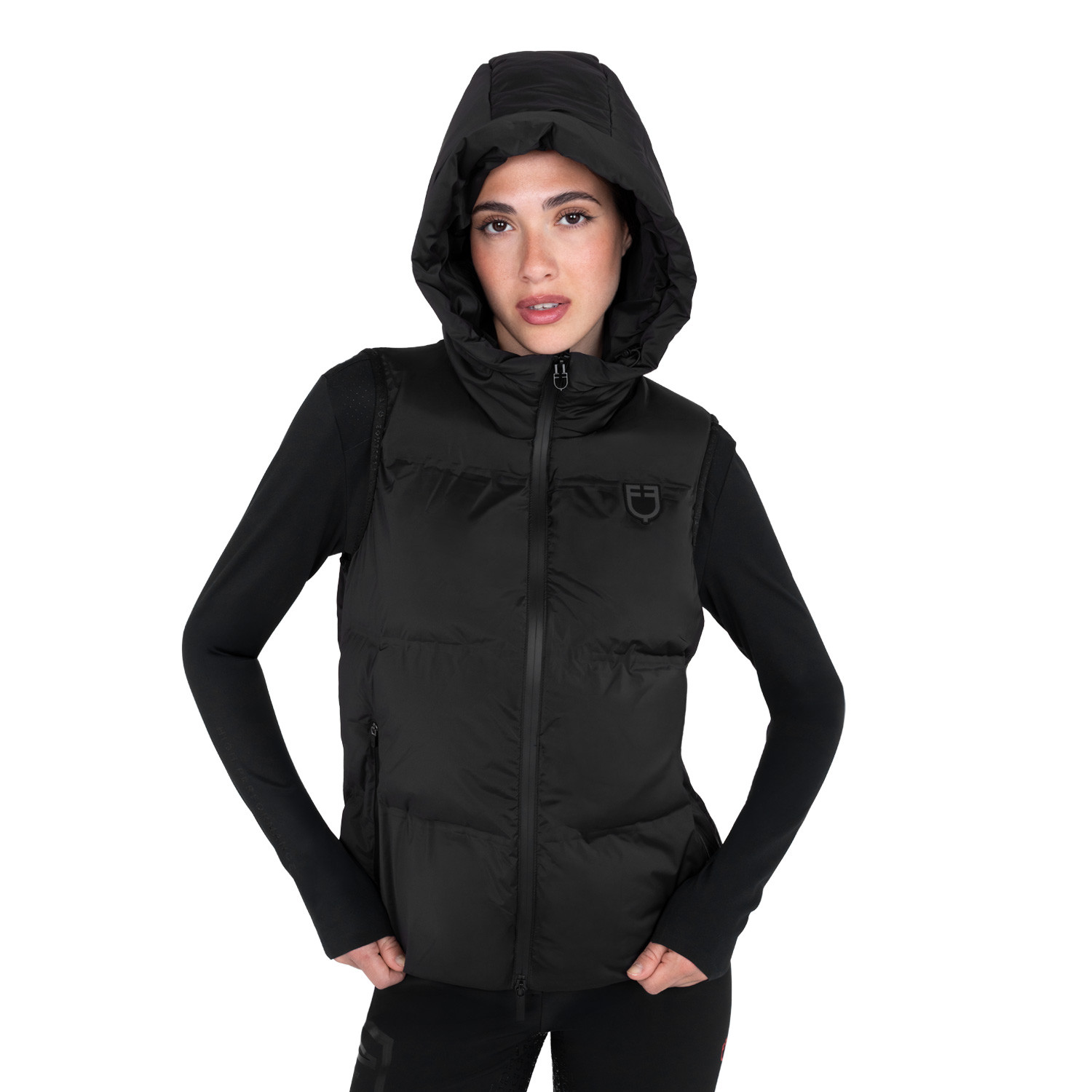 Technische ärmellose Damenjacke mit Kapuze Ridertechnology