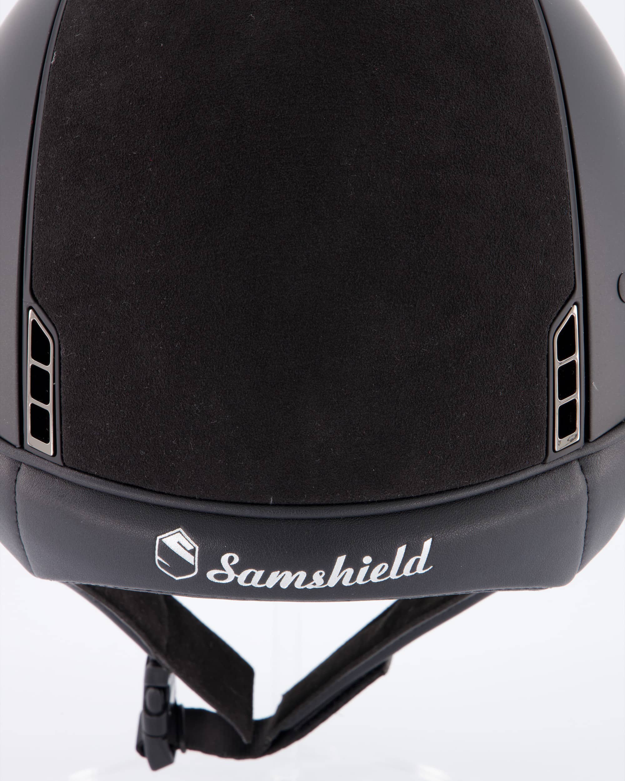 Reithelm Miss Shield Shadowmatt Top u. Frontal Band Alcantara black, Trim Matt black, Blason Chrome Black, 5 Swarovski Steine in schwarz