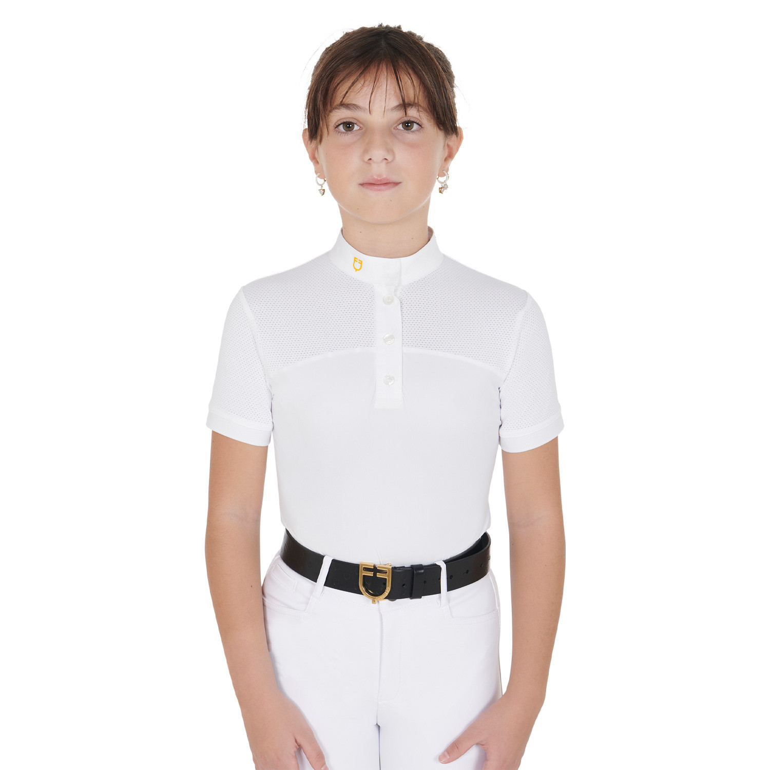 Mädchen-Turnierpolo Slim Fit mit perforiertem Stoff
