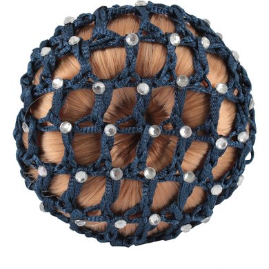 Hair knot net w/large meshes and diamond stones VE6 in blue