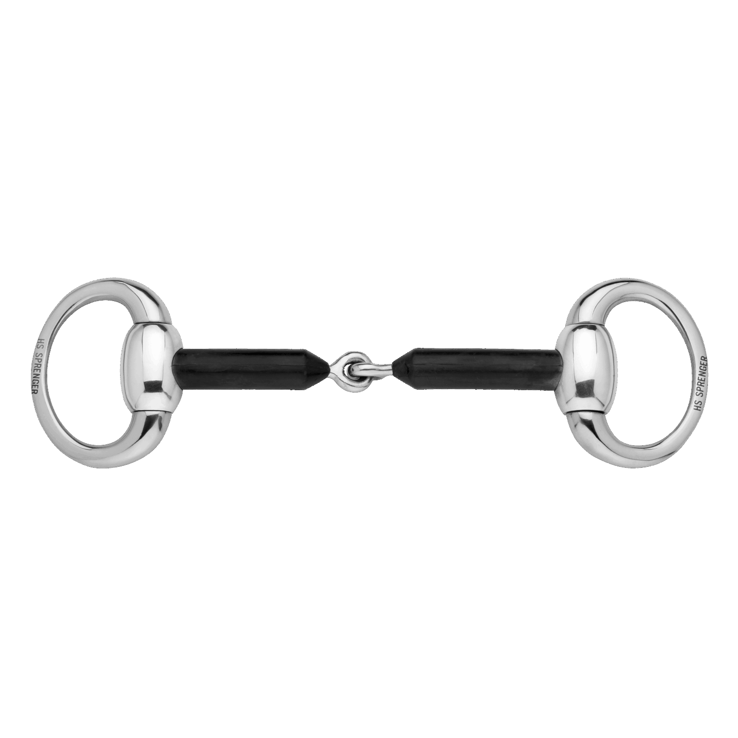 Olivenkopfgebiss 16 mm Hartcarbon mit ovalen Ringen aus Edelstahl