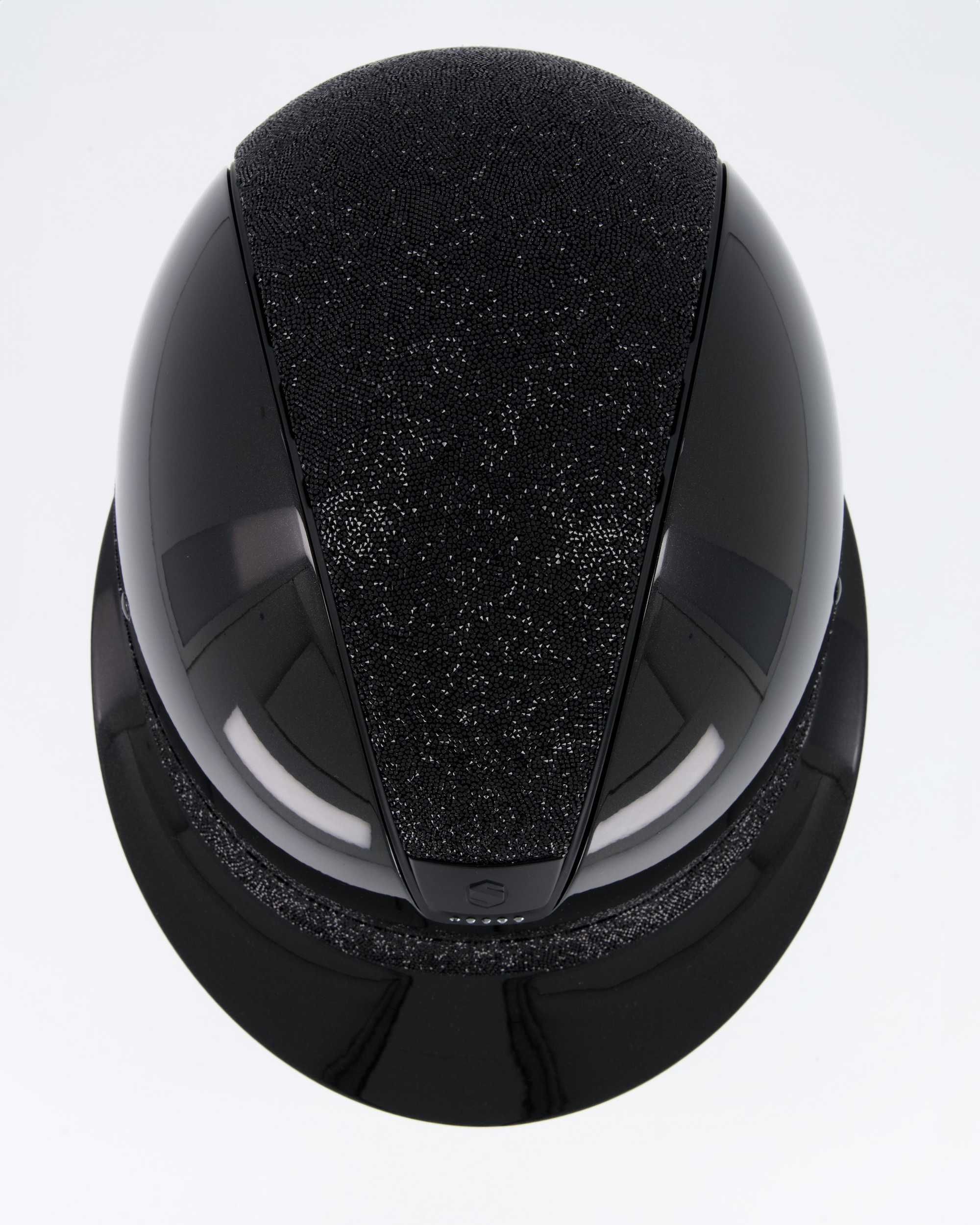 Reithelm Miss Shield Shadowglossy, Top u. Frontal Band Ultra Fine Rock Black, Blason u. Trim Matt Black, 5 Swarovski Jet Hematite in schwarz