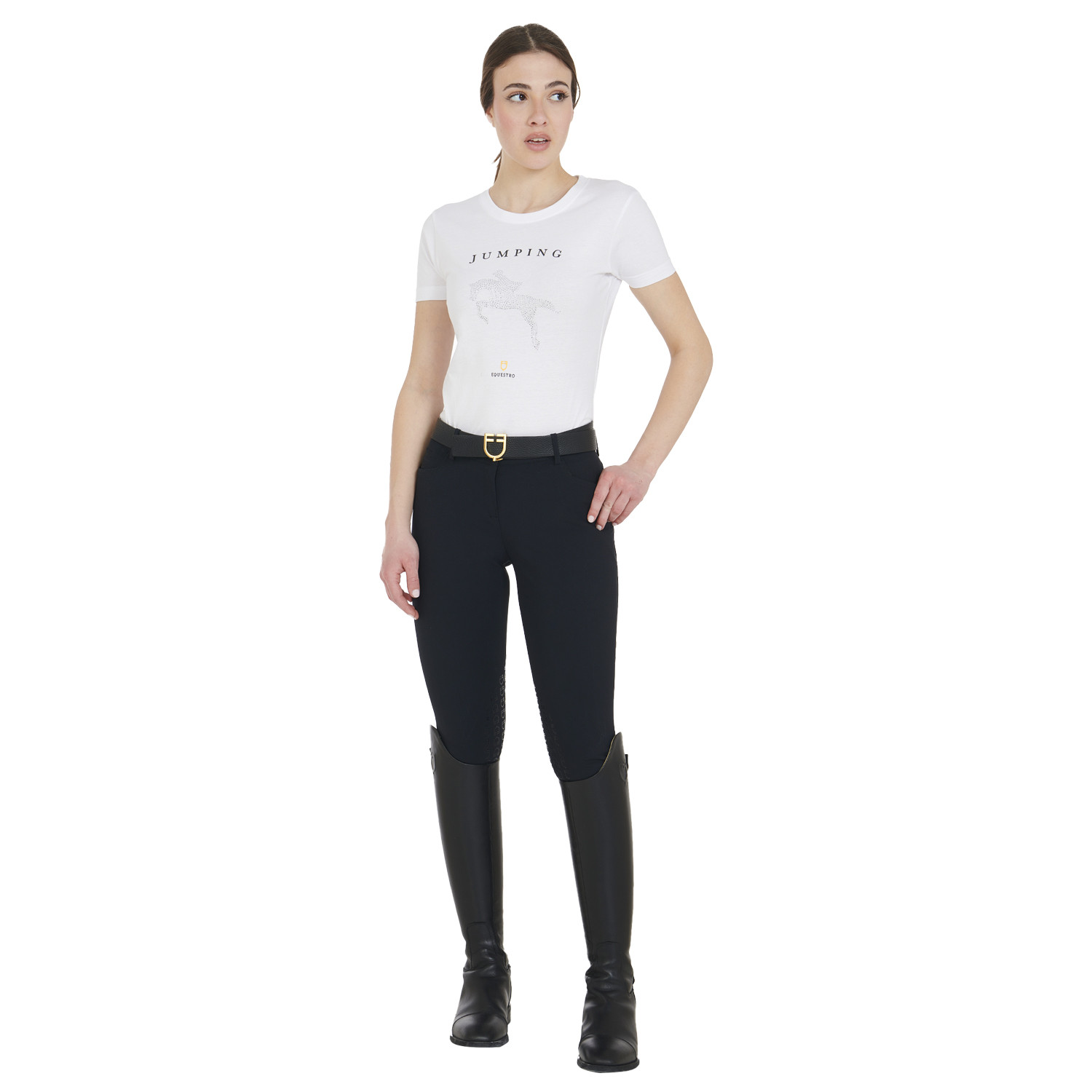 Schmal geschnittenes Damen-Spring-T-Shirt mit Strass