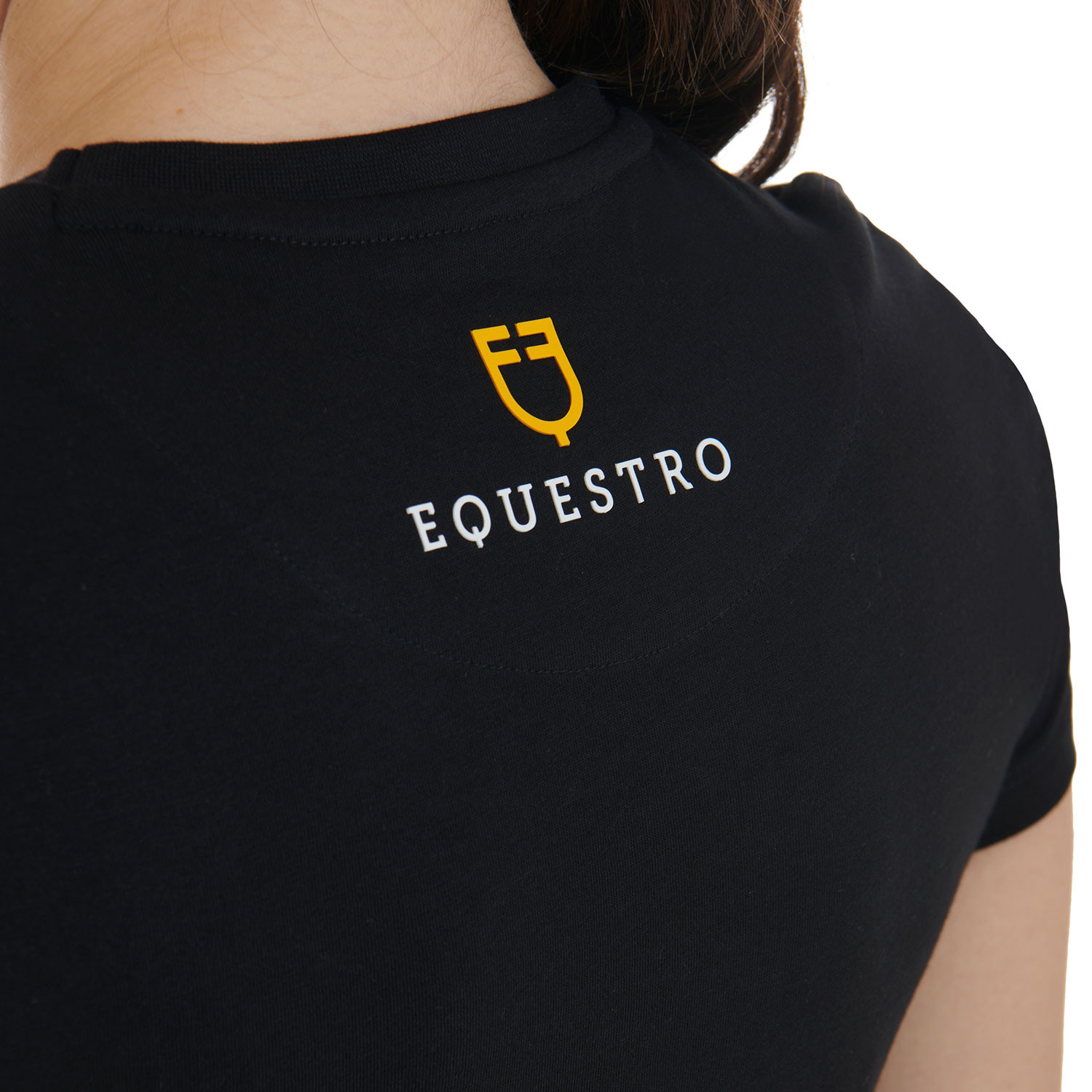 Schmal geschnittenes Damen-T-Shirt mit pinkem Strass