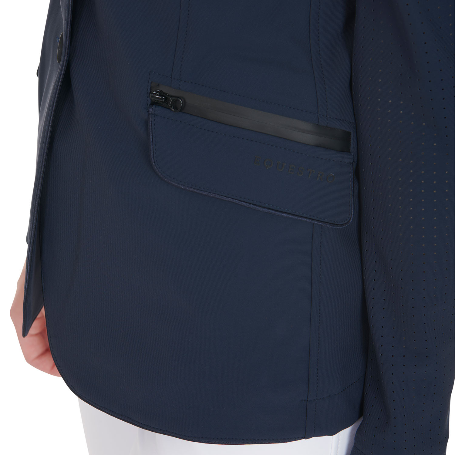Damen-Turnierjacke mit drei Knöpfen aus perforiertem Stoff