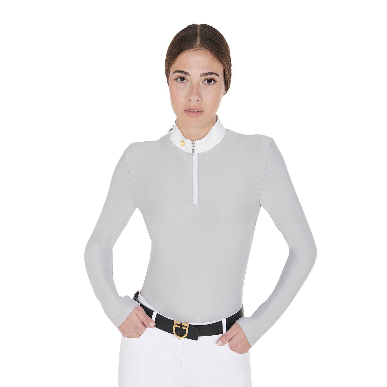 Langarm-Poloshirt aus technischem Fleece für Damen
