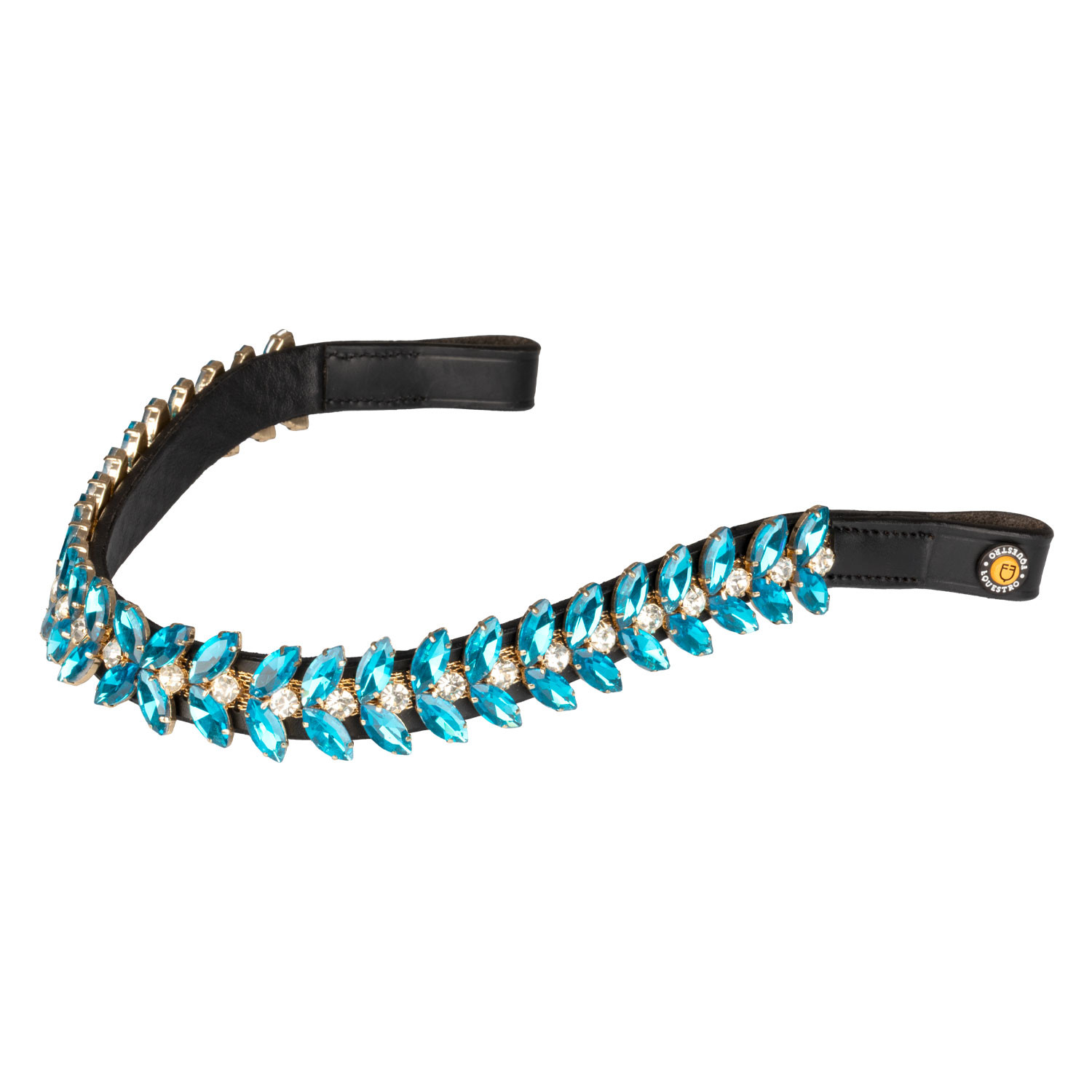 Stirnriemen Blue Jets Crystal aus Leder