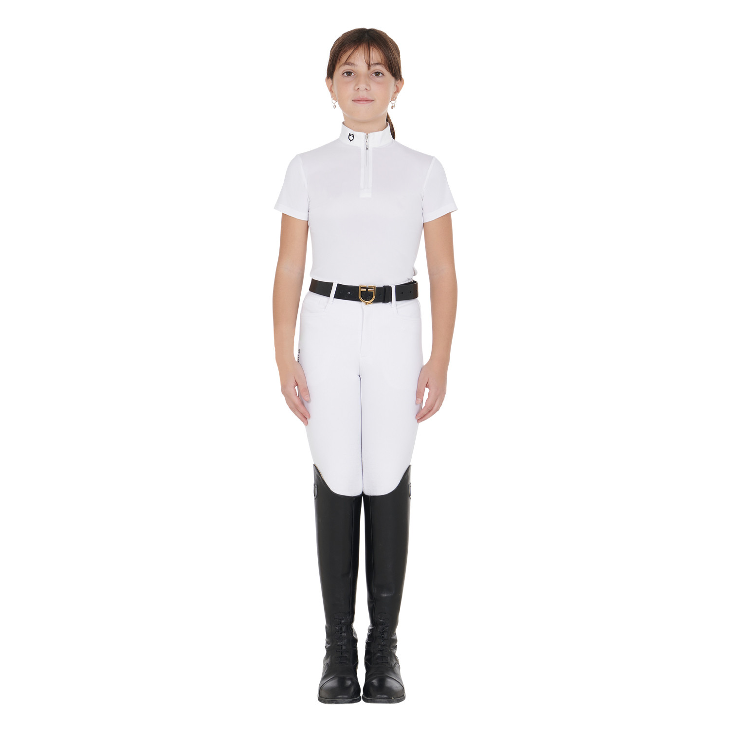 Mädchen-Turnierpolo Slim Fit mit Reißverschluss