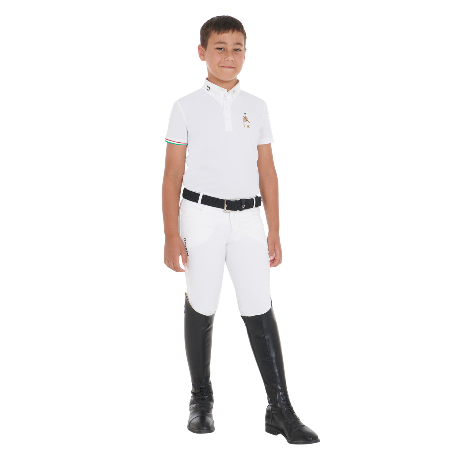 Jungen-Turnierpolo mit vier Knöpfen X FISE