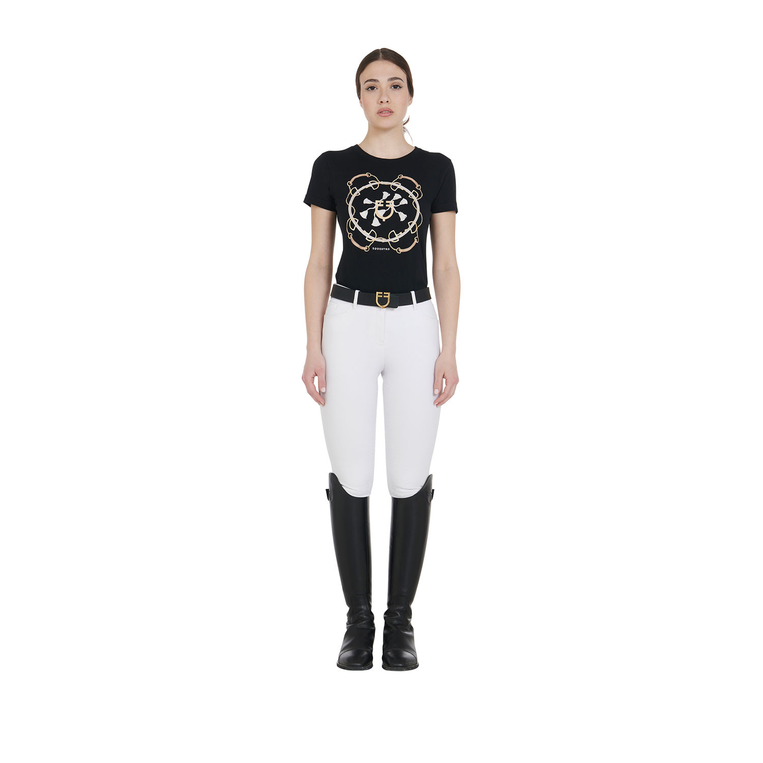 Damen-Vollbesatz-Reithose mit hohem Bund und Fleecefutter