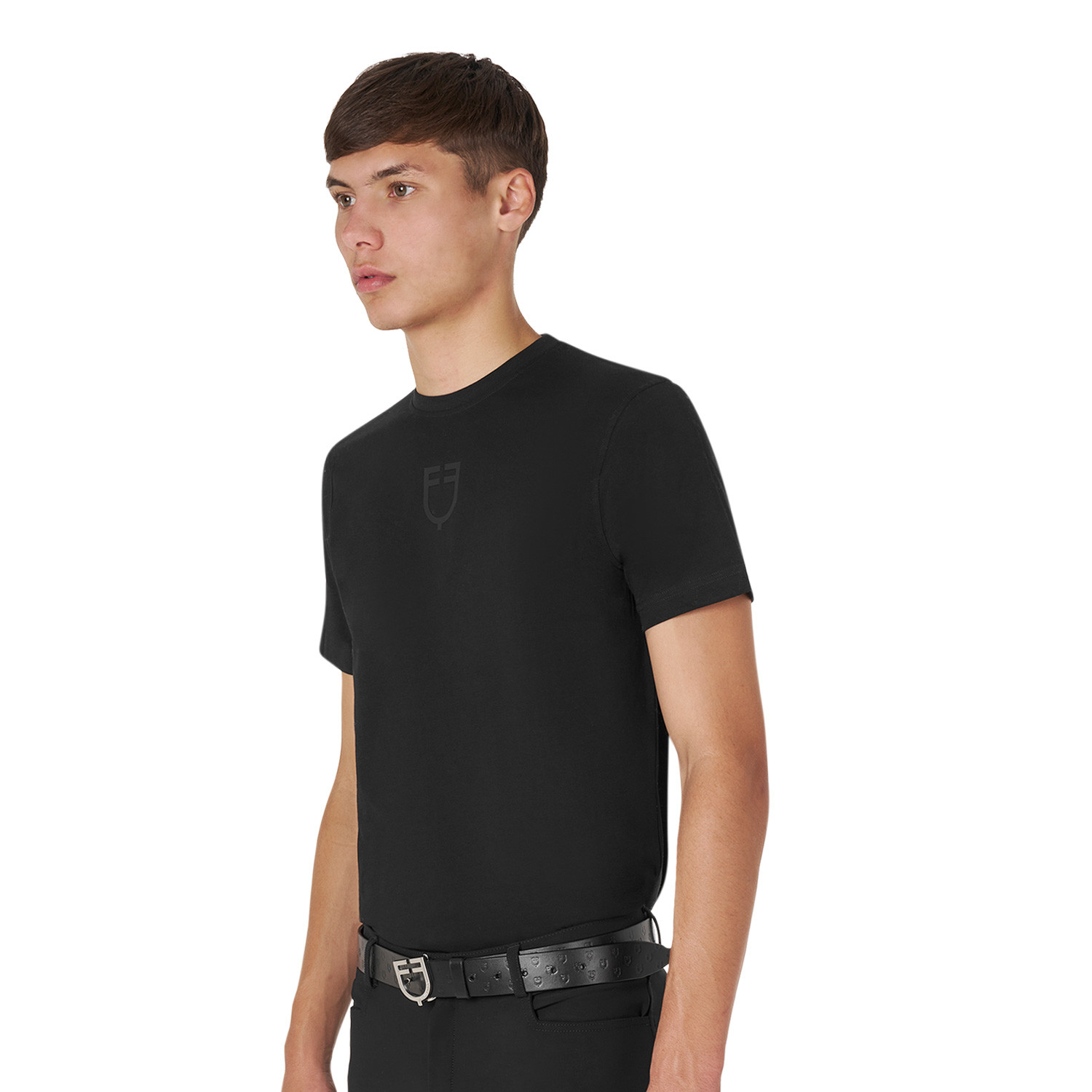 Basic-T-Shirt mit Ton-in-Ton-Logo für Herren