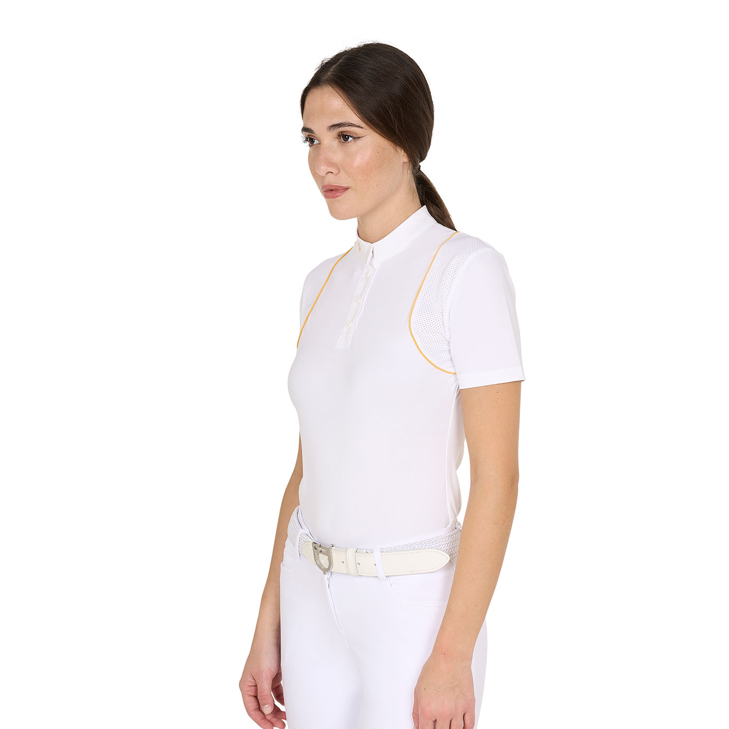 Schmal geschnittenes Damen-Turnierpoloshirt mit Knöpfen