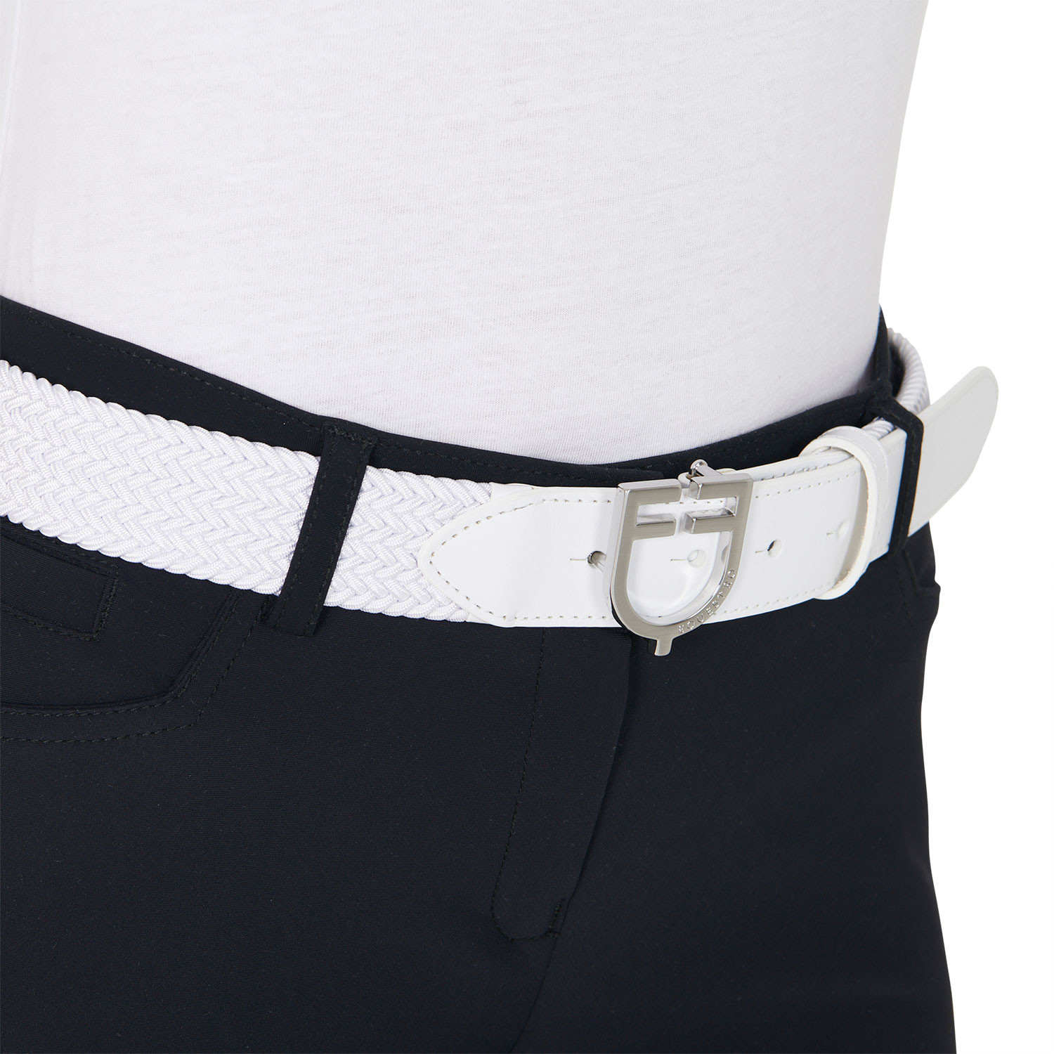 Elastischer Ledergürtel mit Logo-Schnalle