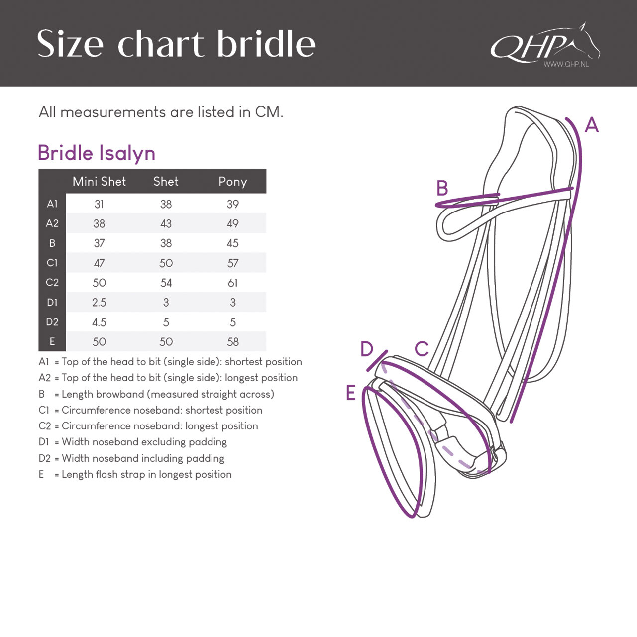 Snaffle bridle Isalyn in black