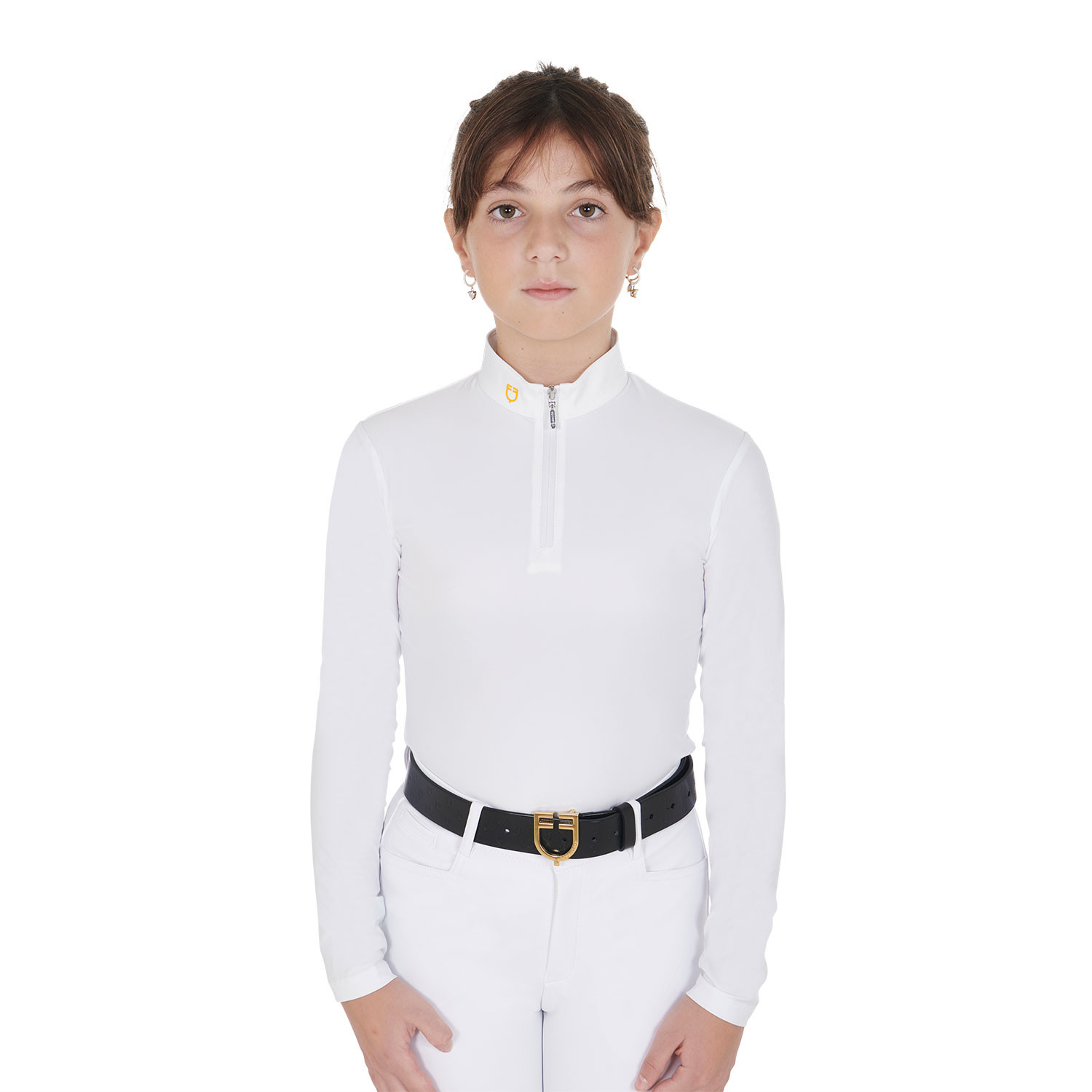 Schmal geschnittenes Mädchen-Poloshirt aus technischem Fleecegewebe