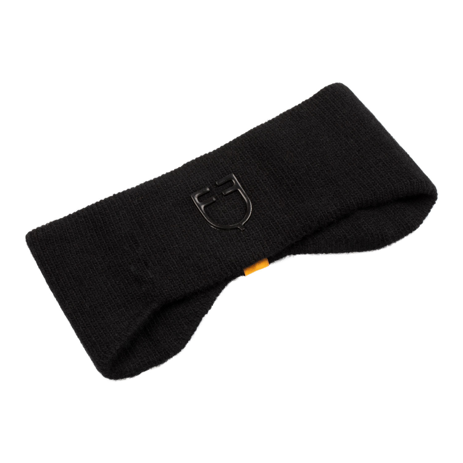 Geripptes Woll-Stirnband mit Ohrenwärmer und Logo, Unisex