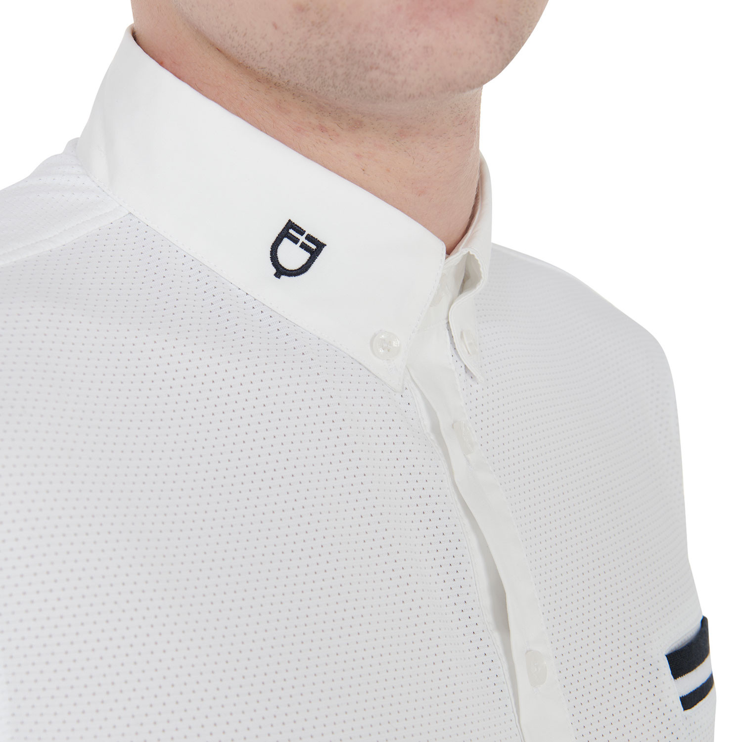 Tailliertes Herren-Turnierpoloshirt mit schwarzen Einsätzen