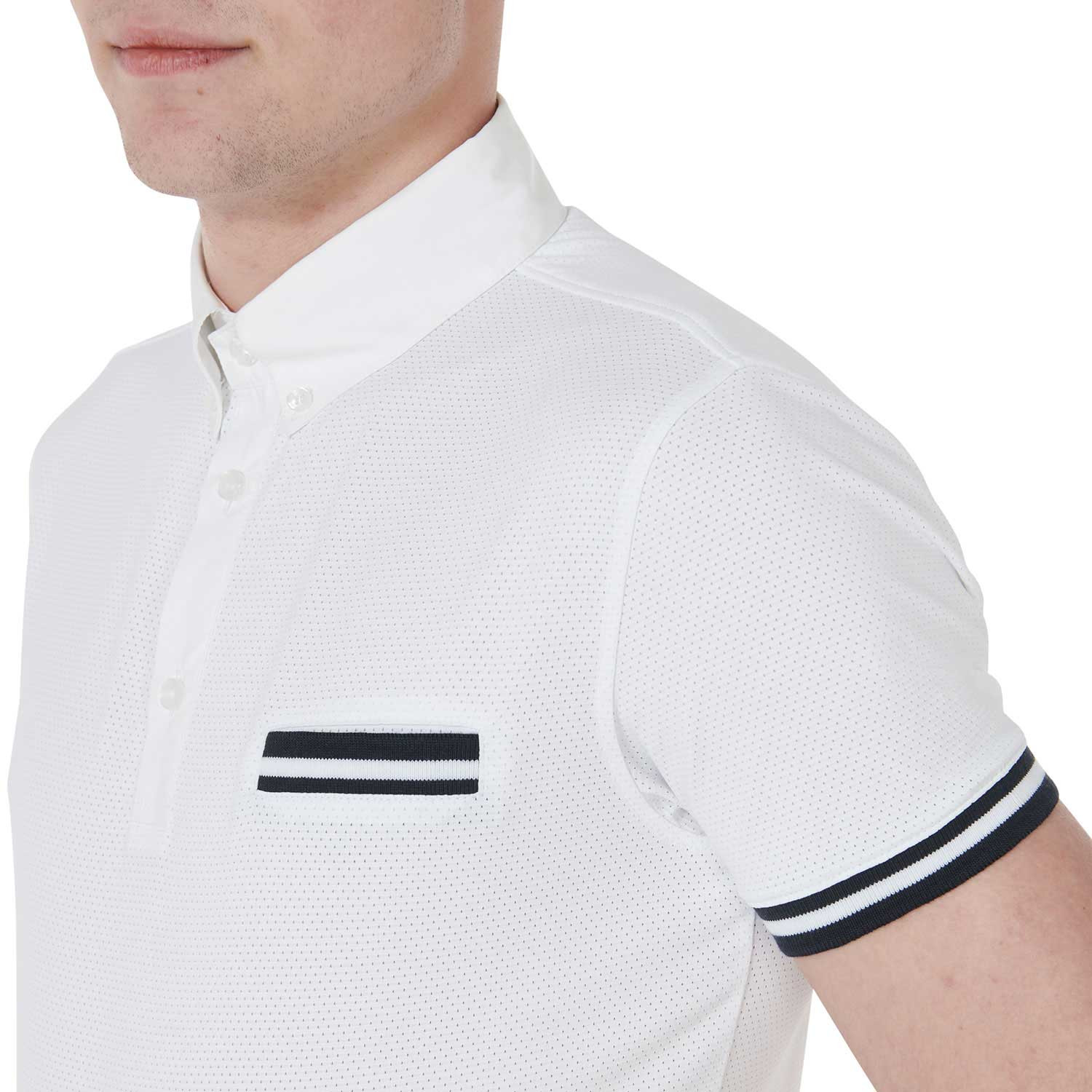 Tailliertes Herren-Turnierpoloshirt mit schwarzen Einsätzen