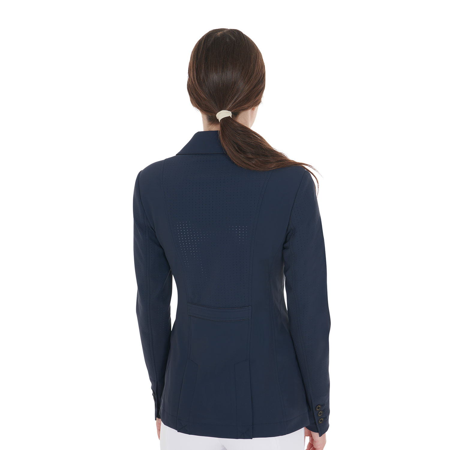 Damen-Turnierjacke mit drei Knöpfen aus perforiertem Stoff