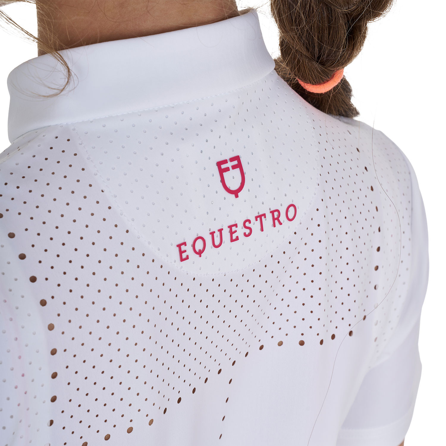 Schmal geschnittenes Turnier-Poloshirt für Mädchen aus perforiertem Stoff