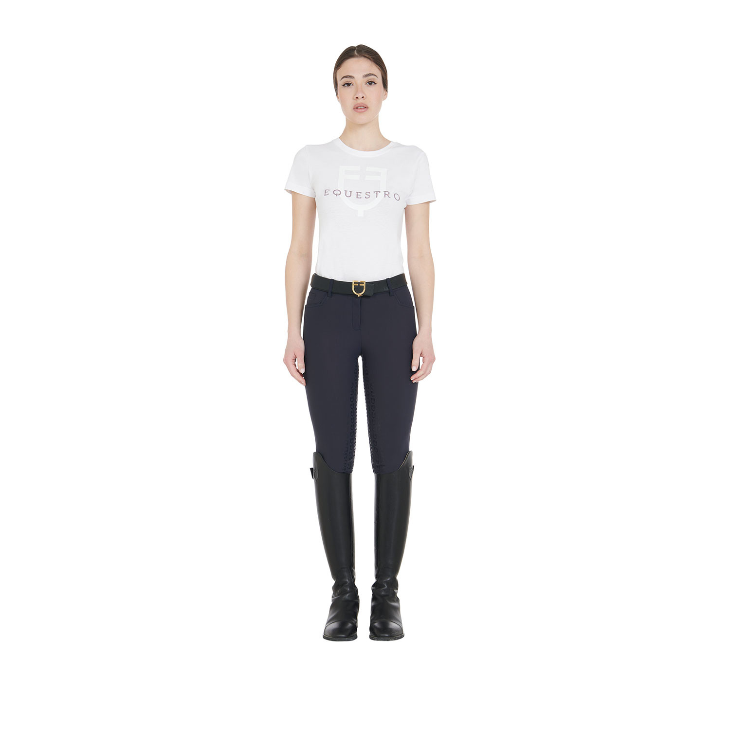 Damen-Vollbesatz-Reithose mit hohem Bund und Fleecefutter