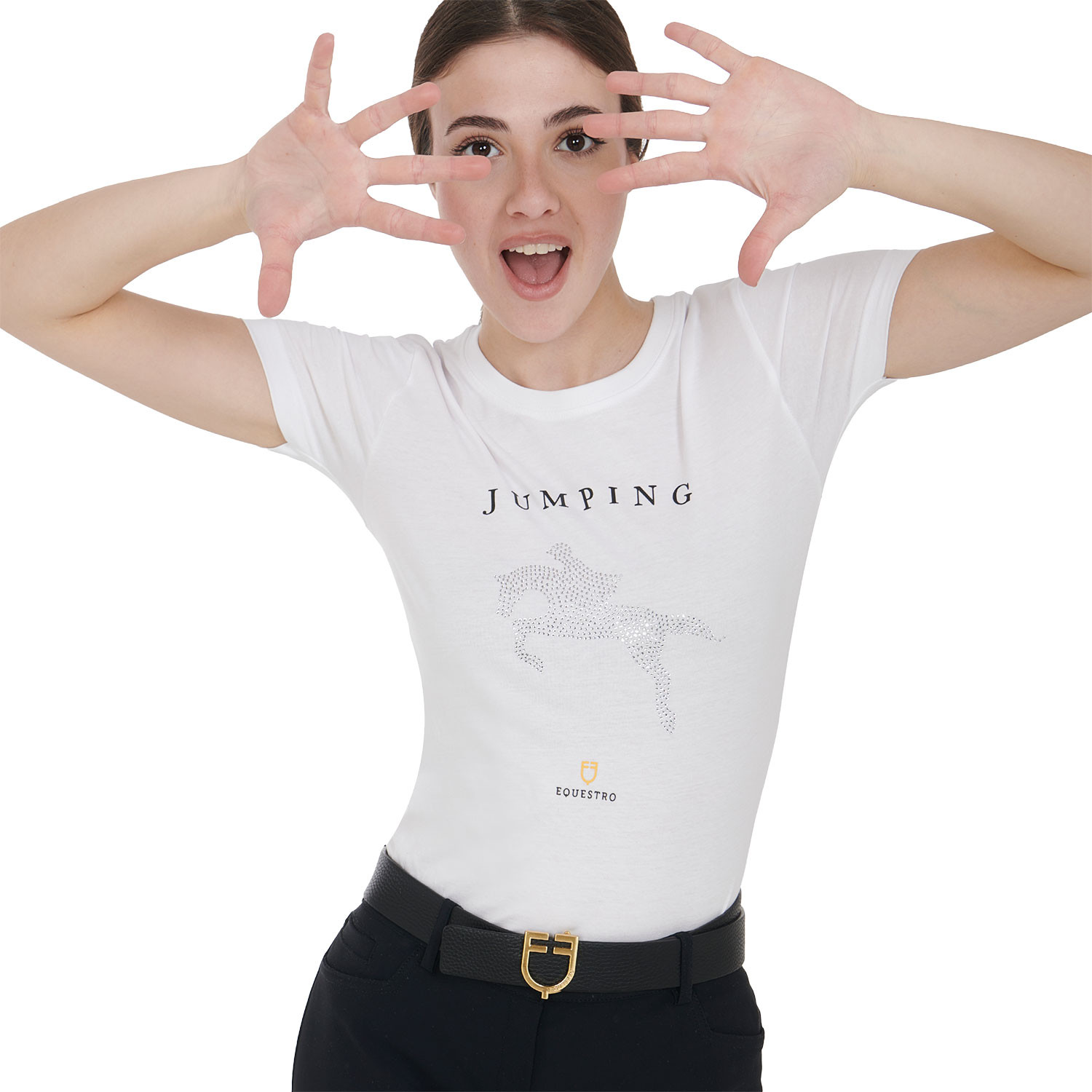 Schmal geschnittenes Damen-Spring-T-Shirt mit Strass
