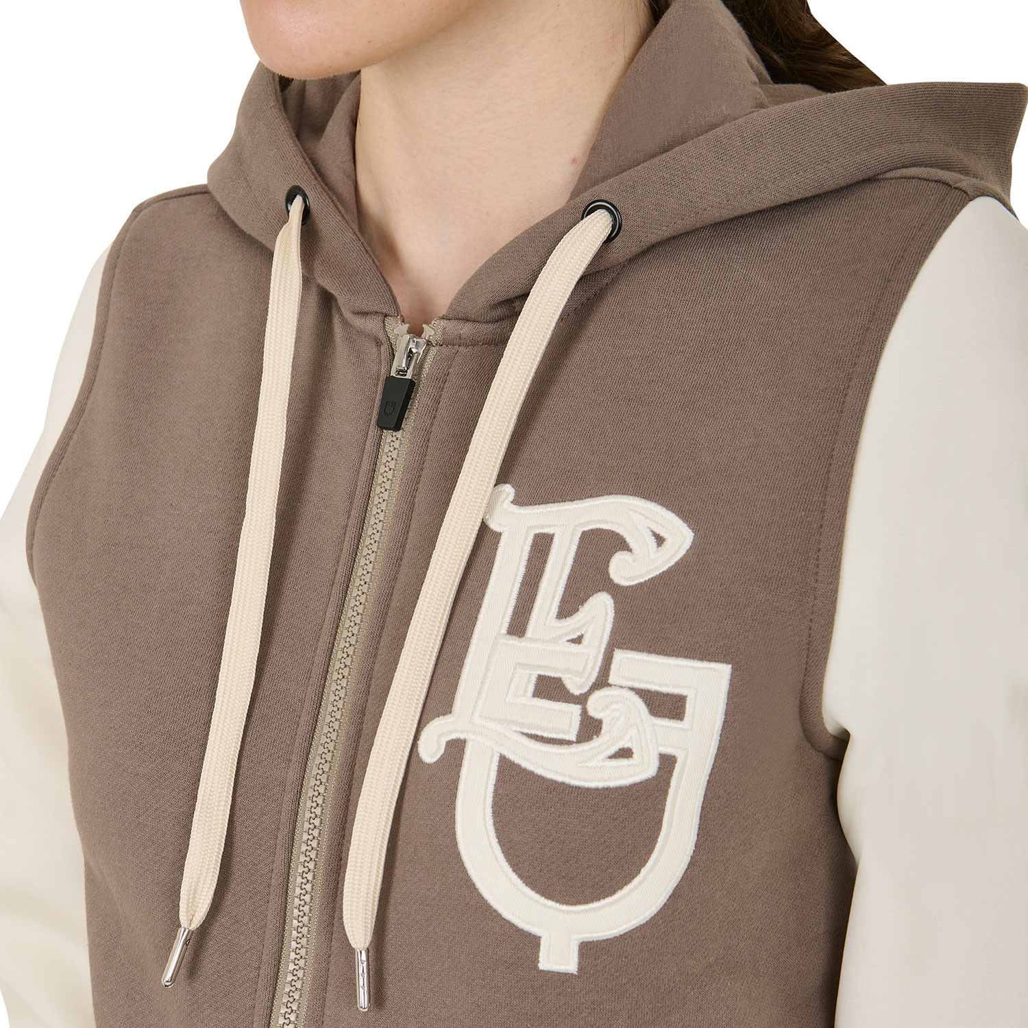 Damen-EQ-Hoodie zweifarbig mit Frontreißverschluss