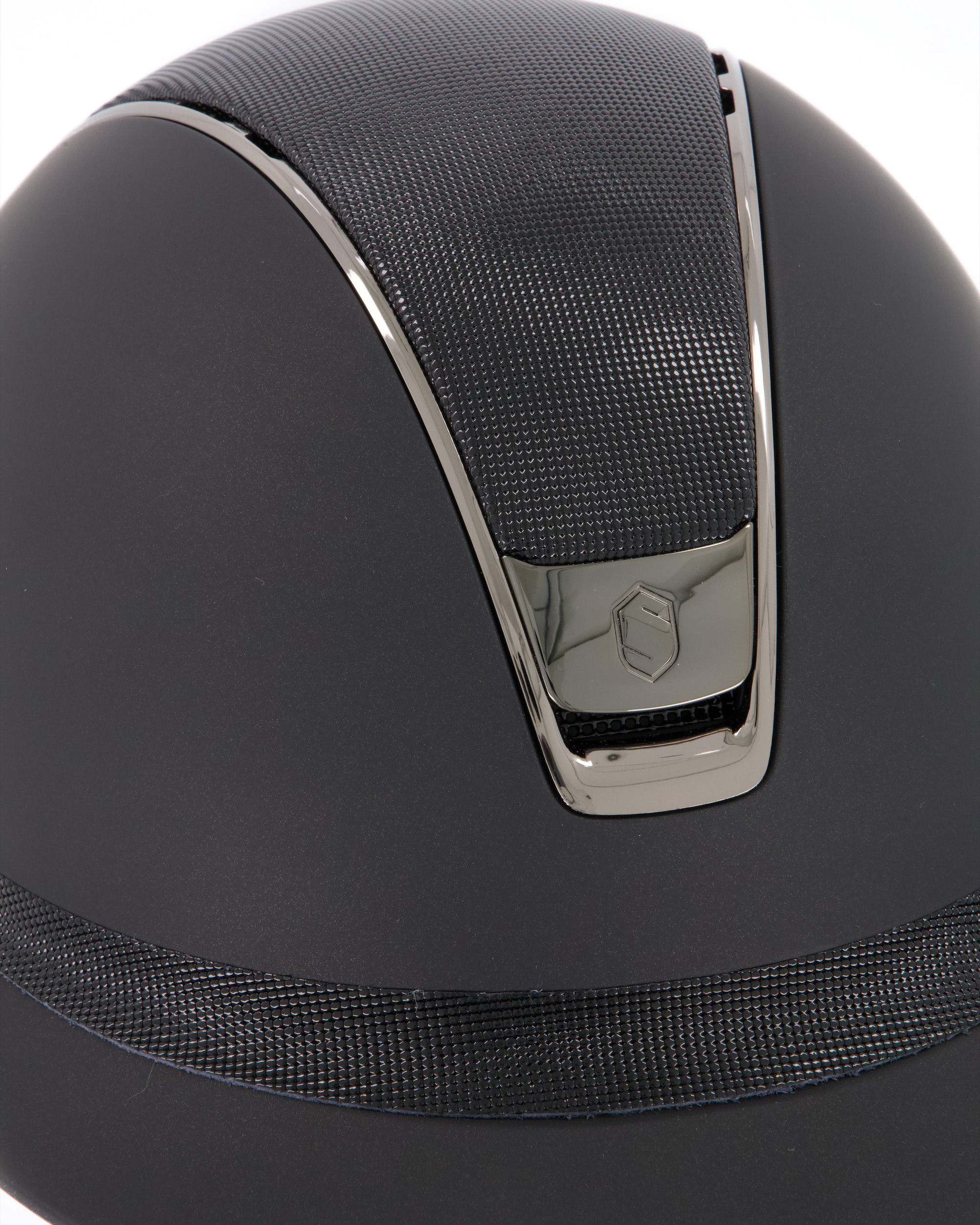 Reithelm 2.0 Miss Shield Shadowmatt Black, Top u. Frontal Band Shimmer, Trim u. Blason Chrome Black