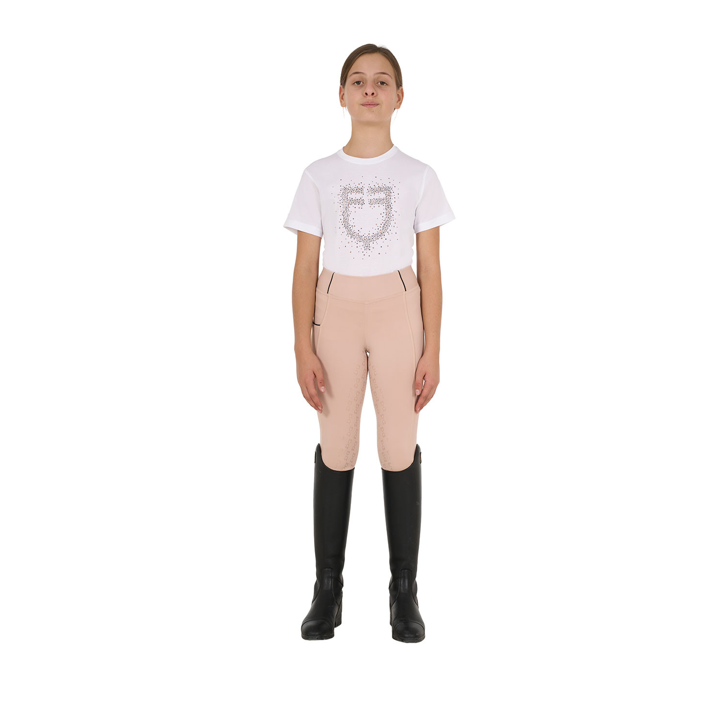 Schmal geschnittenes Mädchen-T-Shirt mit Glitzer-Logo