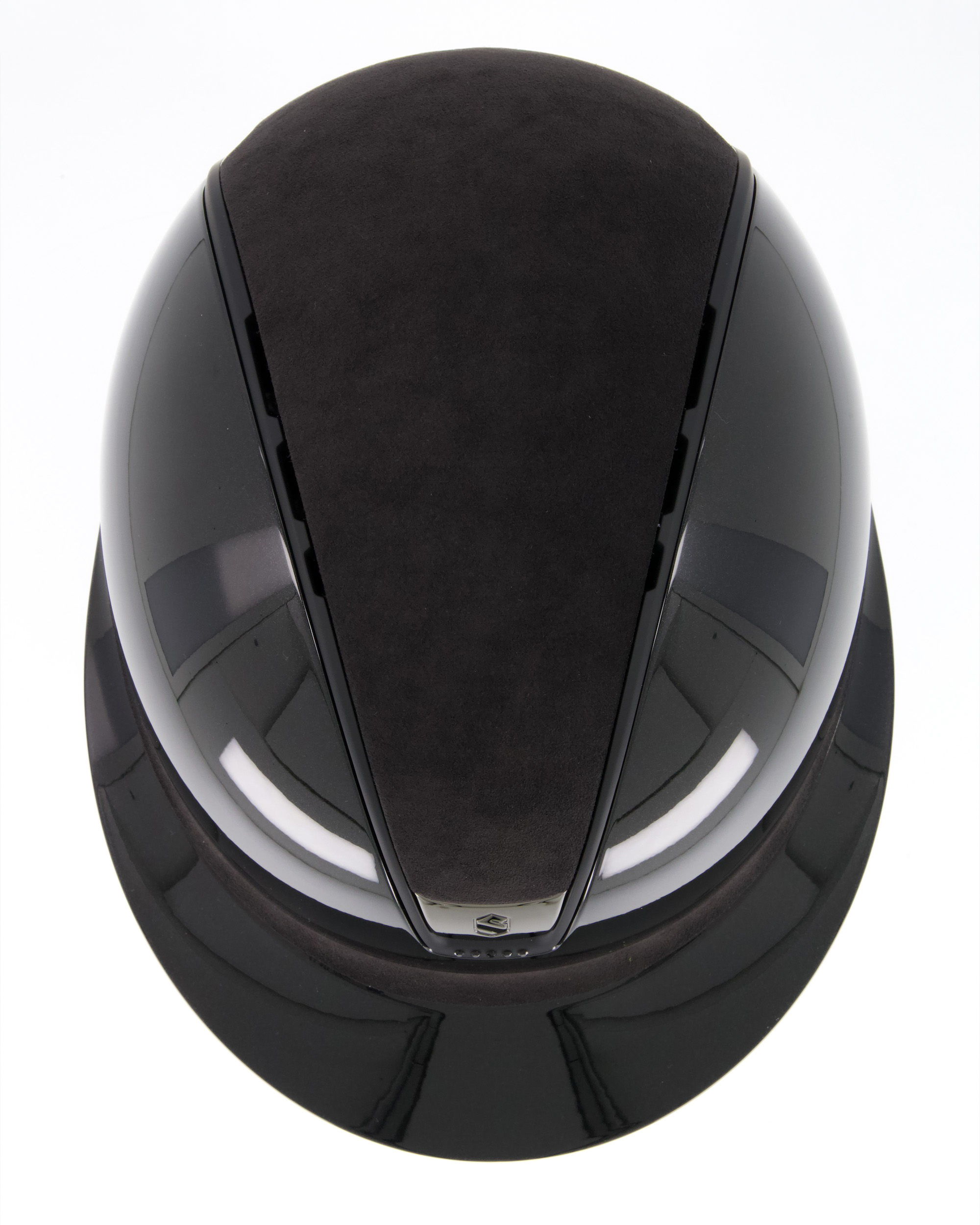 Reithelm 2.0 Shadowglossy black, Top u. Frontal Band Alcantara Black, Trim matt black, 5 Swarovski Black, Blason Chrome Black
