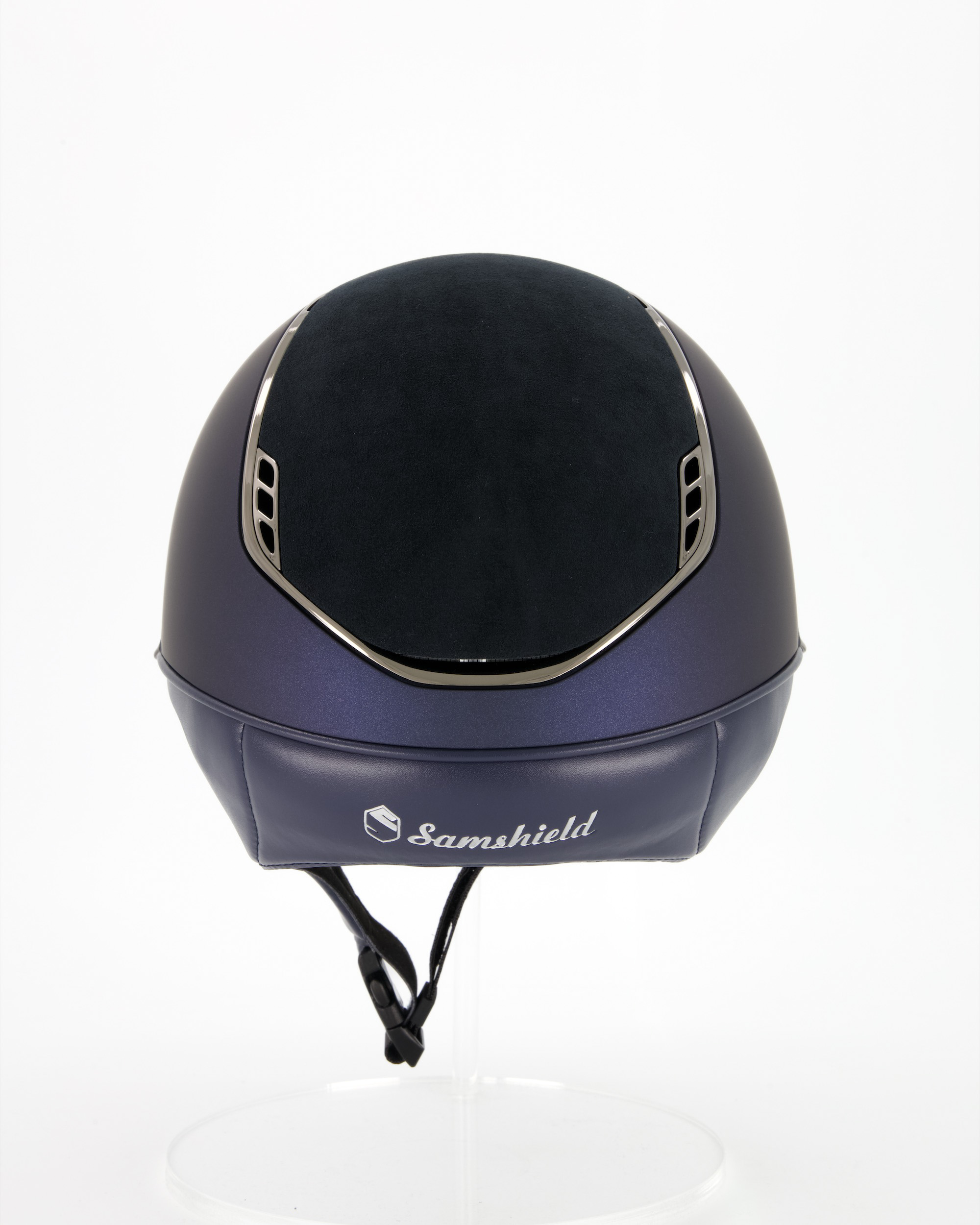 Reithelm Miss Shield 2.0 Shadowmatt, Top u. Frontal Band Alcantara Blue, Trim Chrome Black, Blason Chrome Black in blau