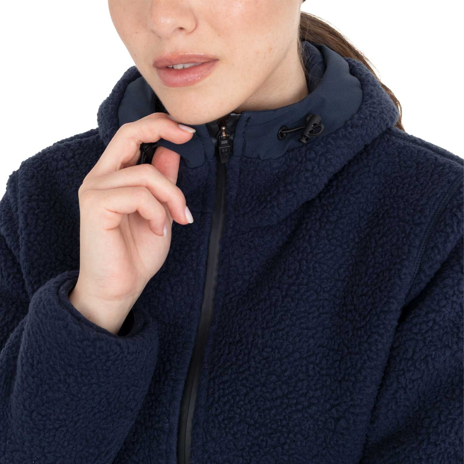 Damen-Daunenjacke mit Teddy-Einsätzen