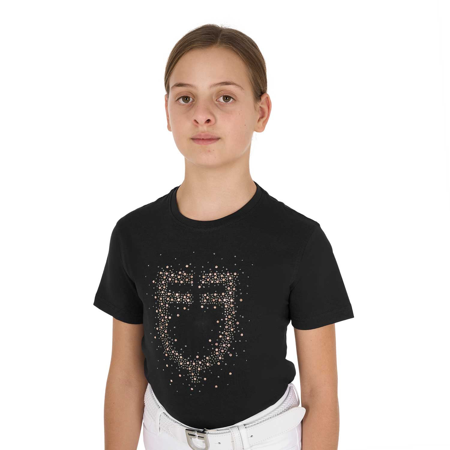 Schmal geschnittenes Mädchen-T-Shirt mit Glitzer-Logo