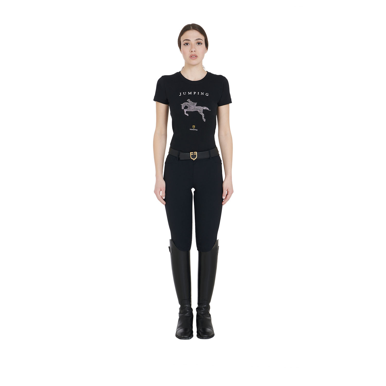 Schmal geschnittenes Damen-Spring-T-Shirt mit Strass
