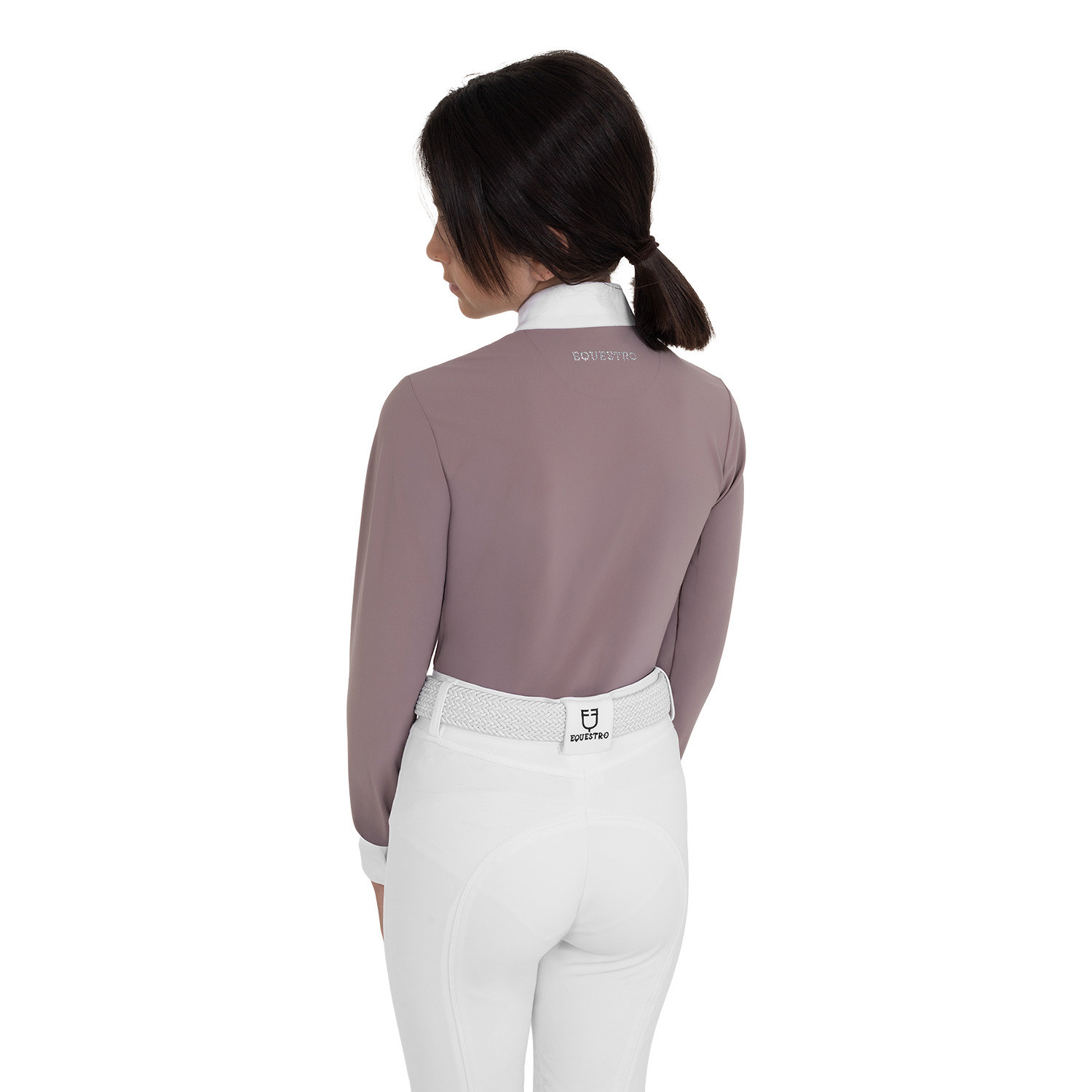 Langarm-Turnierpoloshirt für Mädchen mit Strasssteinen